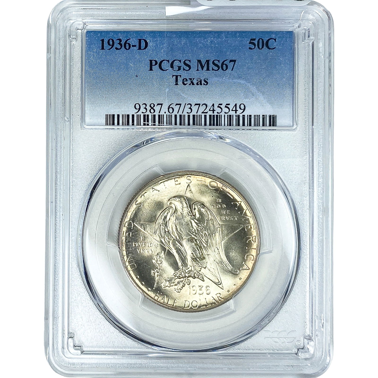 1936-D Texas Half Dollar PCGS MS67: 1936-D Texas Half Dollar PCGS MS67