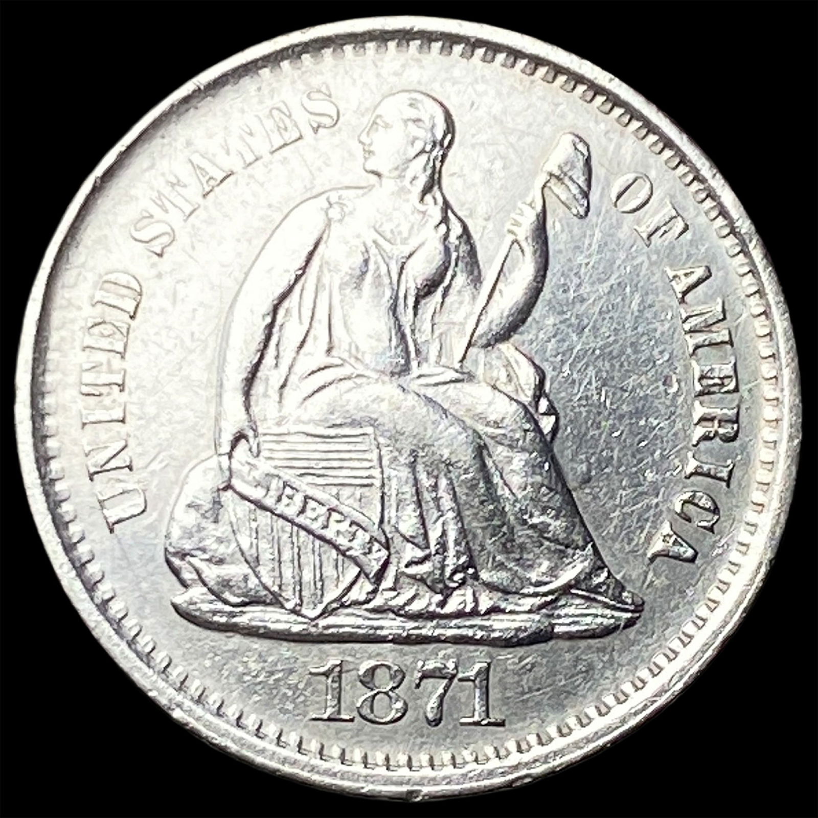 1871-S Silver Half Dime CLOSELY UNCIRCULATED: 1871-S Silver Half Dime CLOSELY UNCIRCULATED