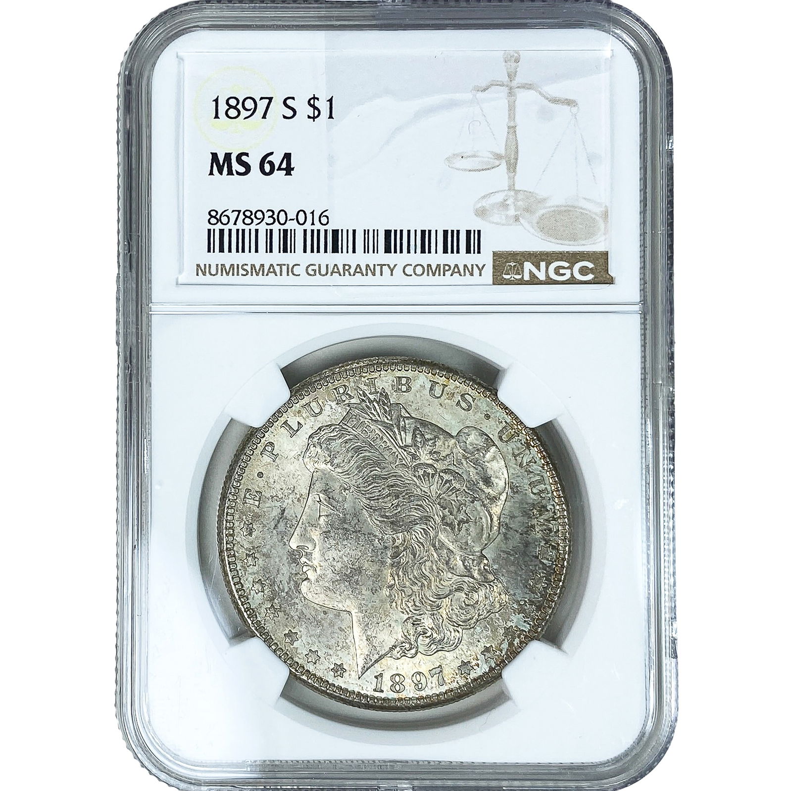 1897-S Morgan Silver Dollar NGC MS64: 1897-S Morgan Silver Dollar NGC MS64