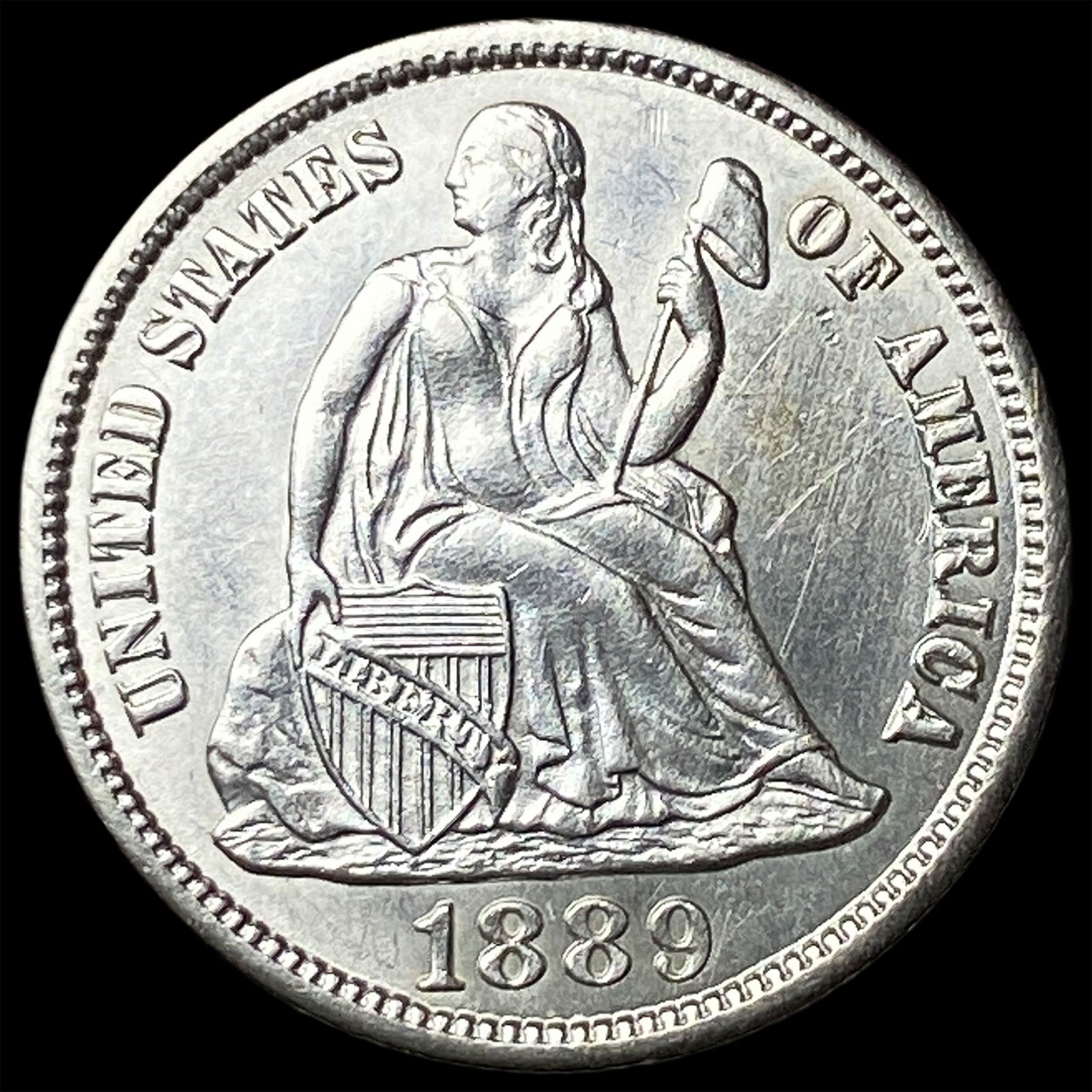 1889-S Silver Seated Liberty Dime UNCIRCULATED: 1889-S Silver Seated Liberty Dime UNCIRCULATED