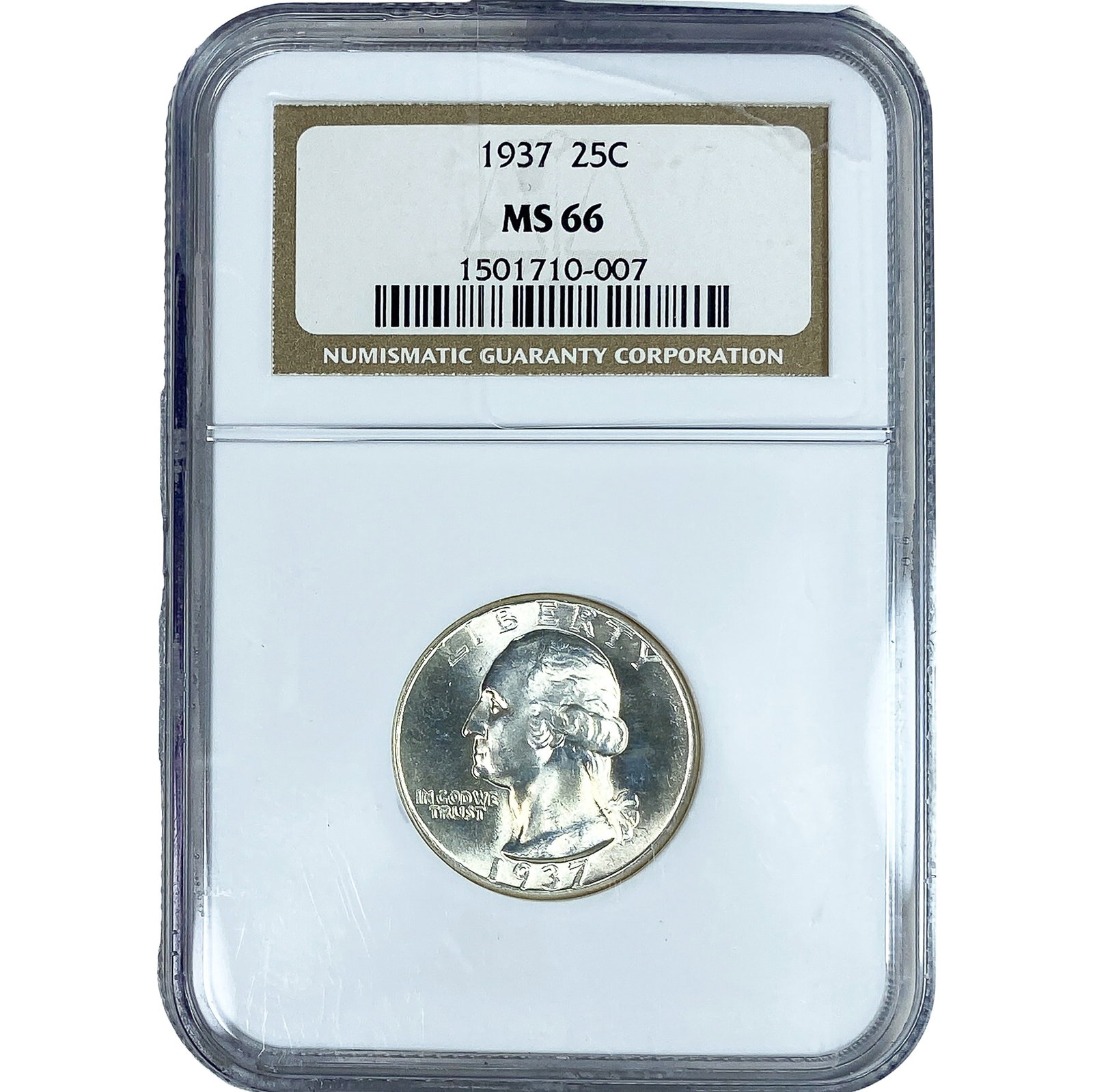 1937 Washington Silver Quarter NGC MS66: 1937 Washington Silver Quarter NGC MS66