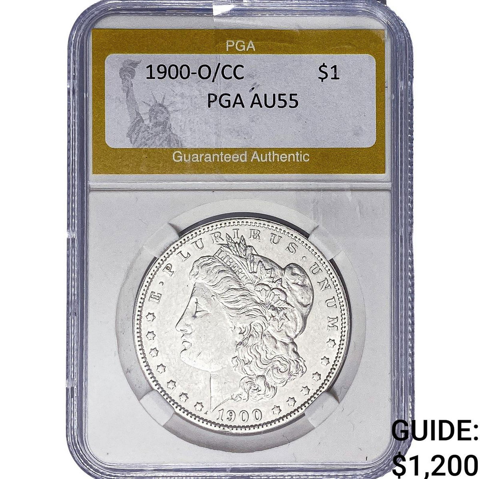 1900-O/CC Morgan Silver Dollar PGA AU55: 1900-O/CC Morgan Silver Dollar PGA AU55