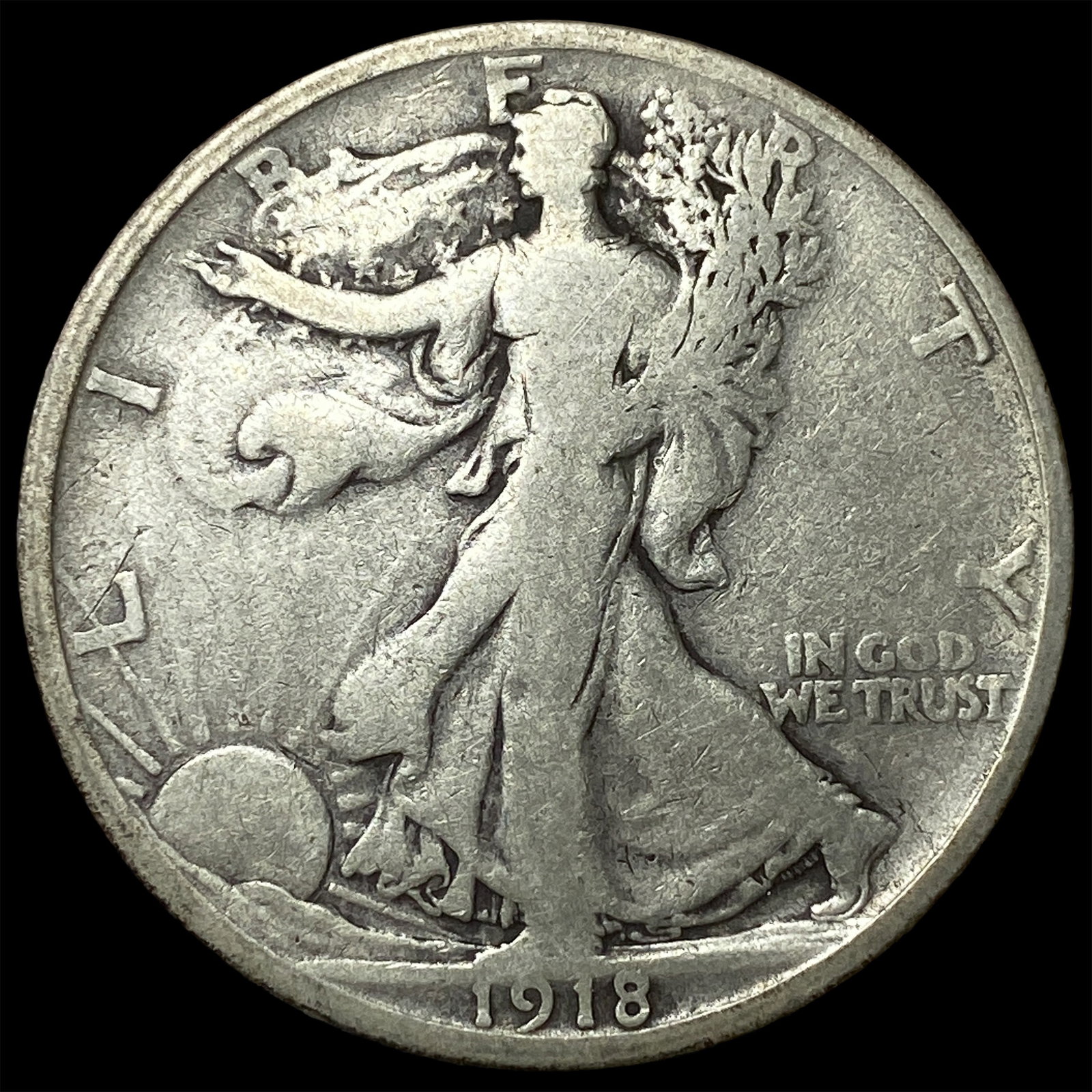 1918-S Silver Walking Liberty Half Dollar NICELY CIRCULATED: 1918-S Silver Walking Liberty Half Dollar NICELY CIRCULATED