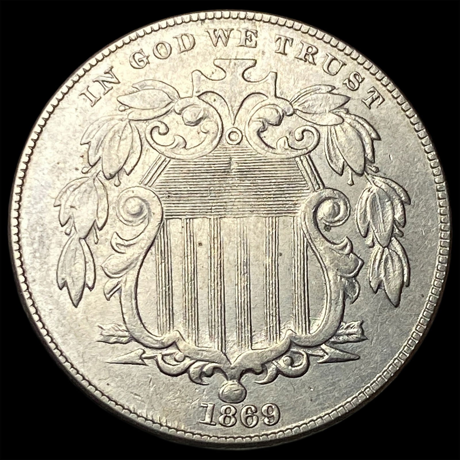 1869 Shield Nickel CLOSELY UNCIRCULATED (1 of 2)