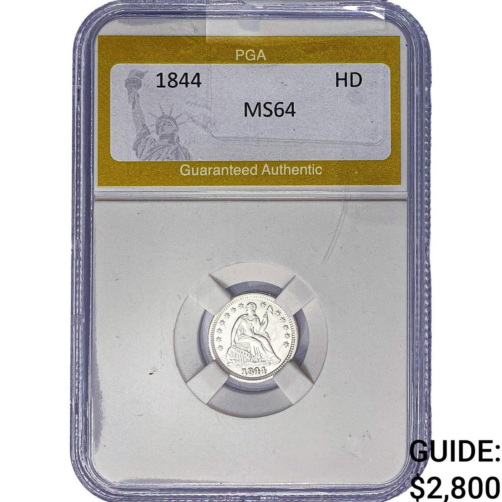 1844 Seated Liberty Half Dime PGA MS64: 1844 Seated Liberty Half Dime PGA MS64
