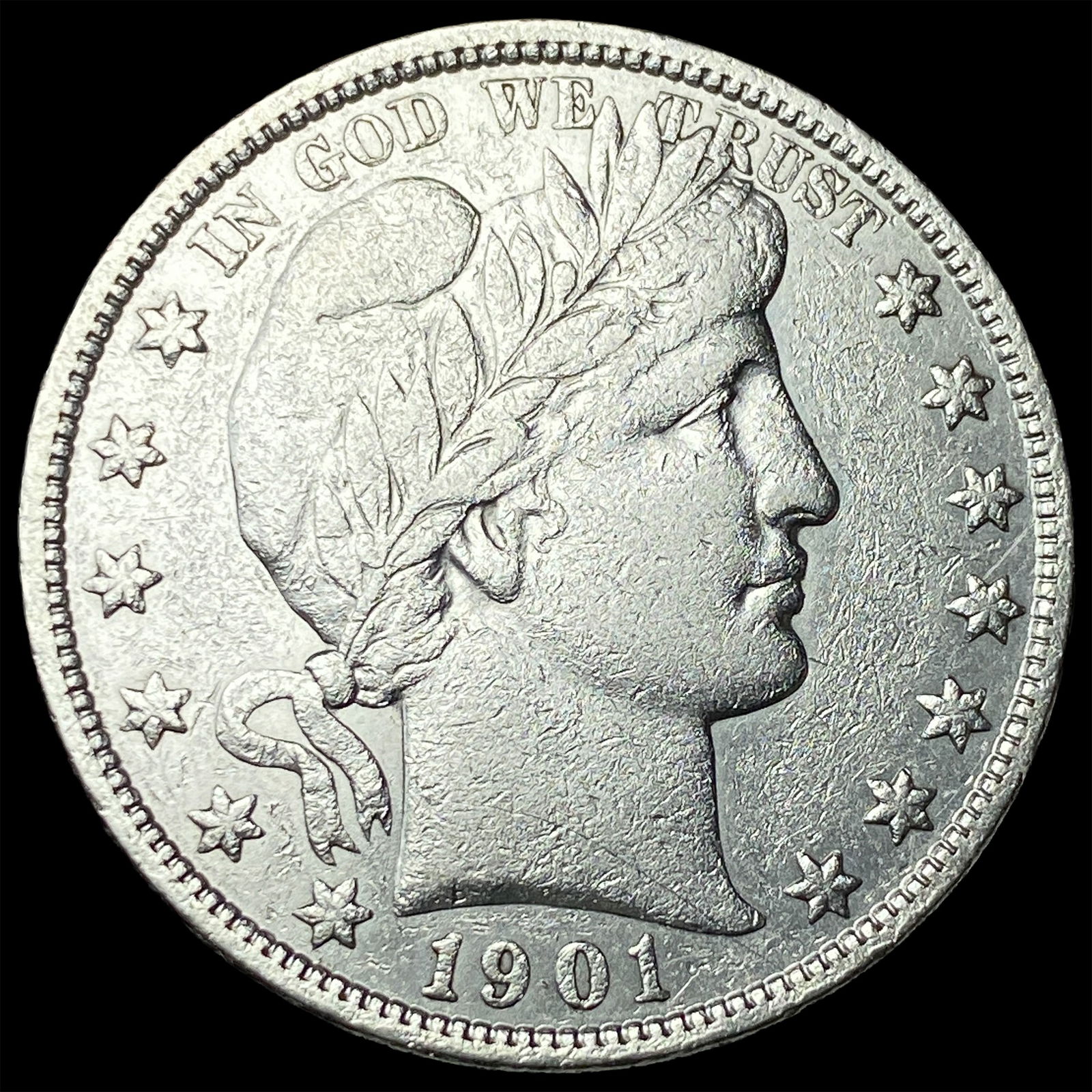 1901 Silver Barber Half Dollar ABOUT UNCIRCULATED: 1901 Silver Barber Half Dollar ABOUT UNCIRCULATED