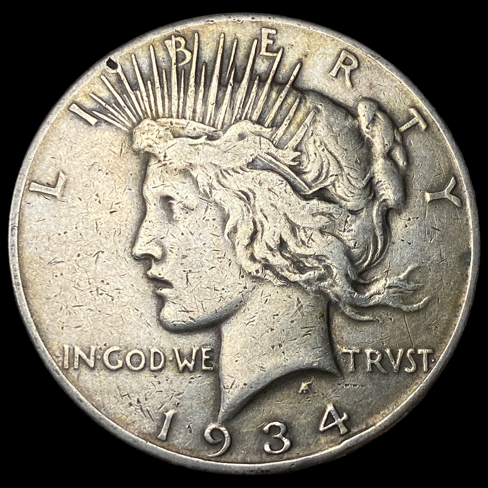 1934-S Silver Peace Dollar ABOUT UNCIRCULATED: 1934-S Silver Peace Dollar ABOUT UNCIRCULATED