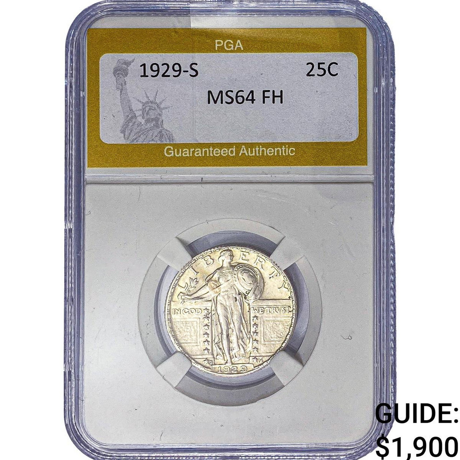 1929-S Standing Liberty Quarter PGA MS64 FH: 1929-S Standing Liberty Quarter PGA MS64 FH