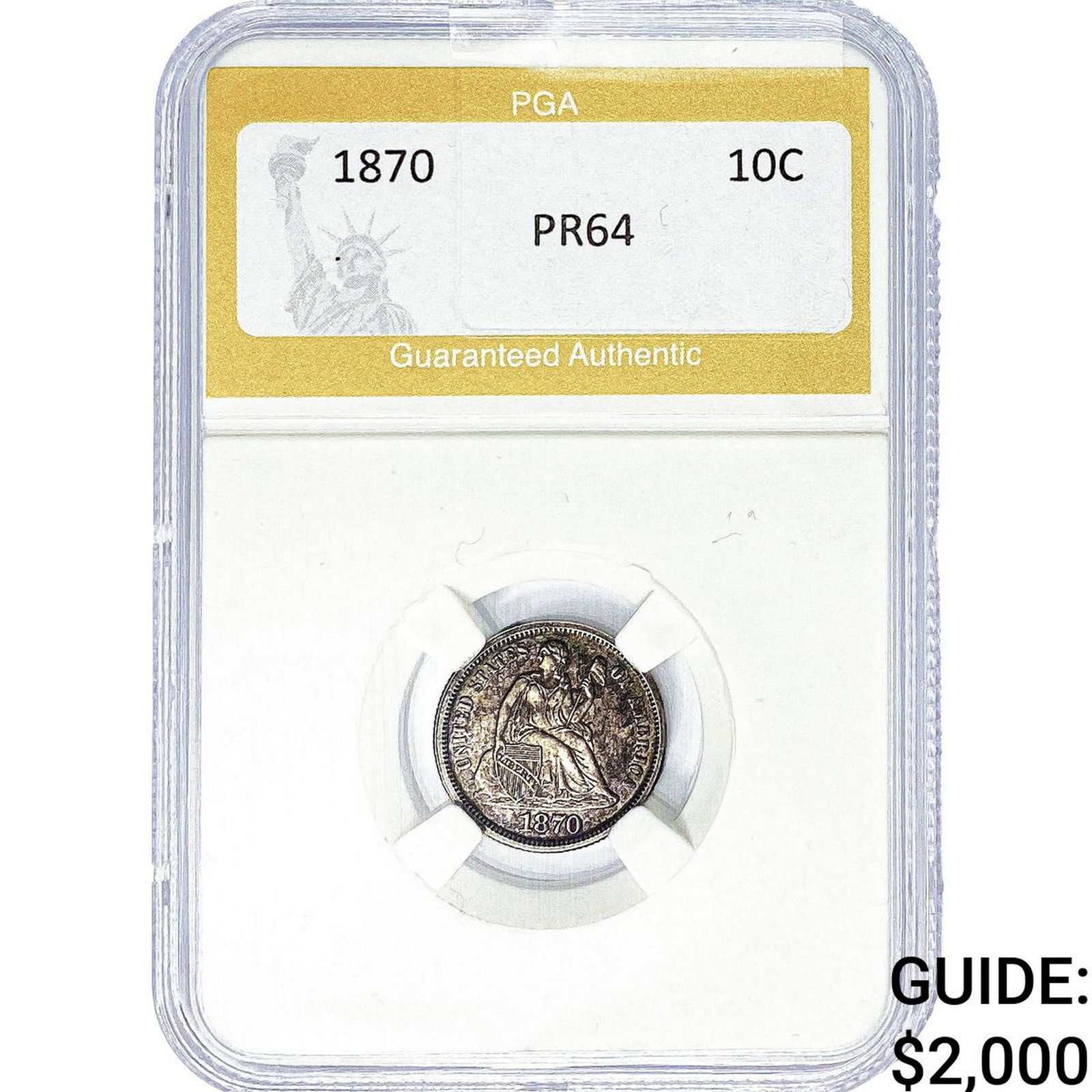 1870 Seated Liberty Dime PGA PR64: 1870 Seated Liberty Dime PGA PR64