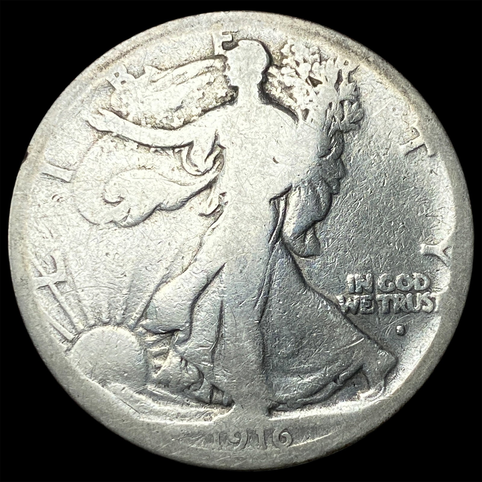 1916-S Silver Walking Liberty Half Dollar NICELY CIRCULATED (1 of 2)