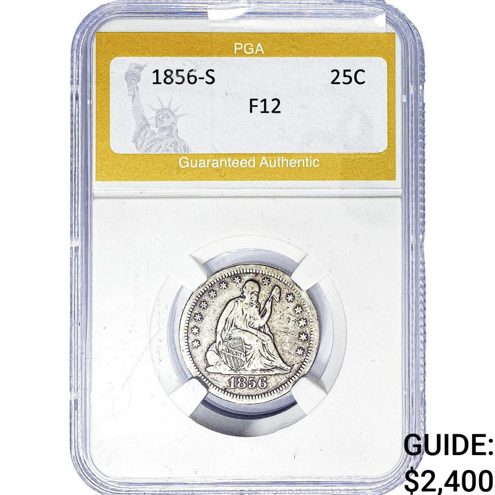 1856-S Seated Liberty Quarter PGA F12: 1856-S Seated Liberty Quarter PGA F12