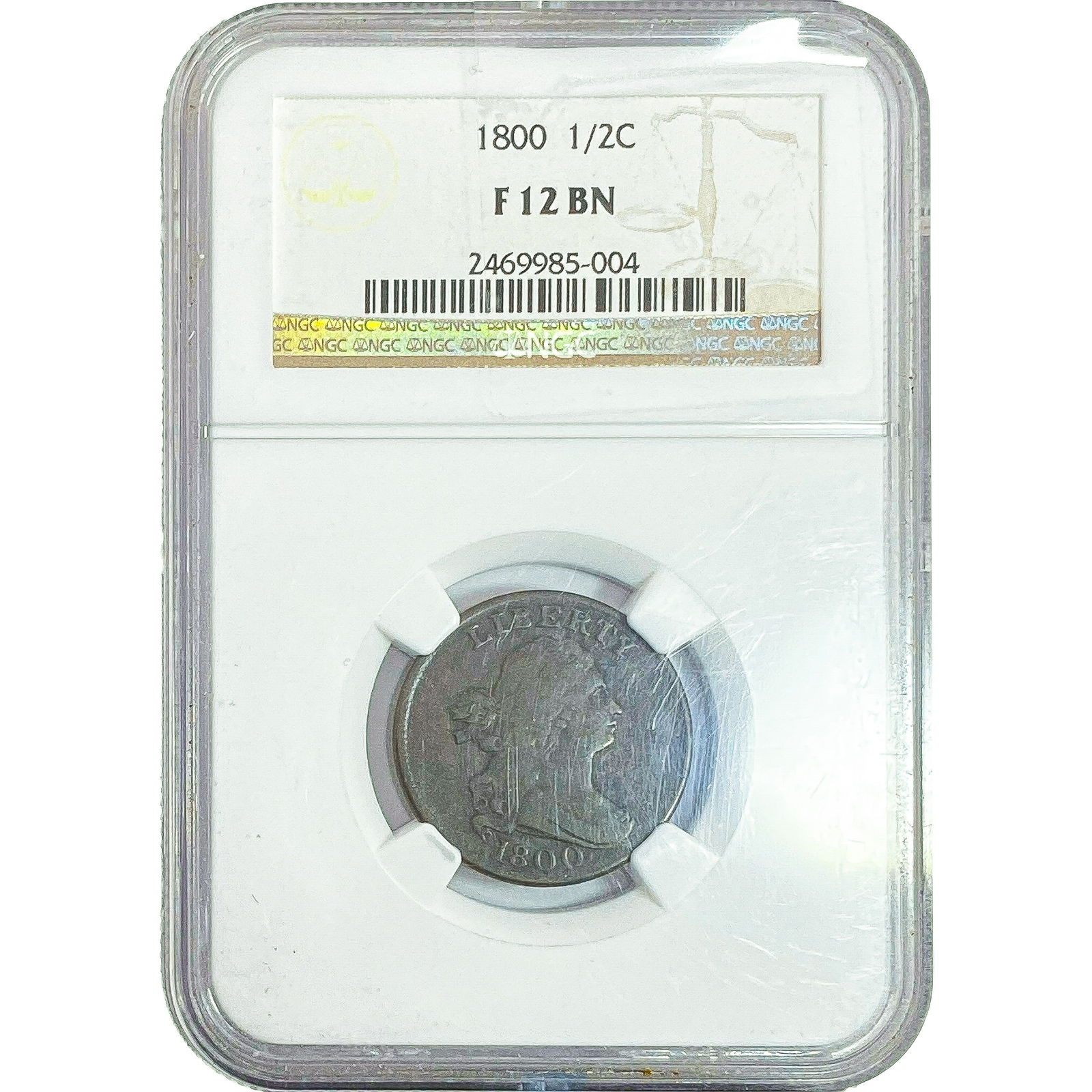 1800 Draped Bust Half Cent NGC F12 BN (1 of 2)