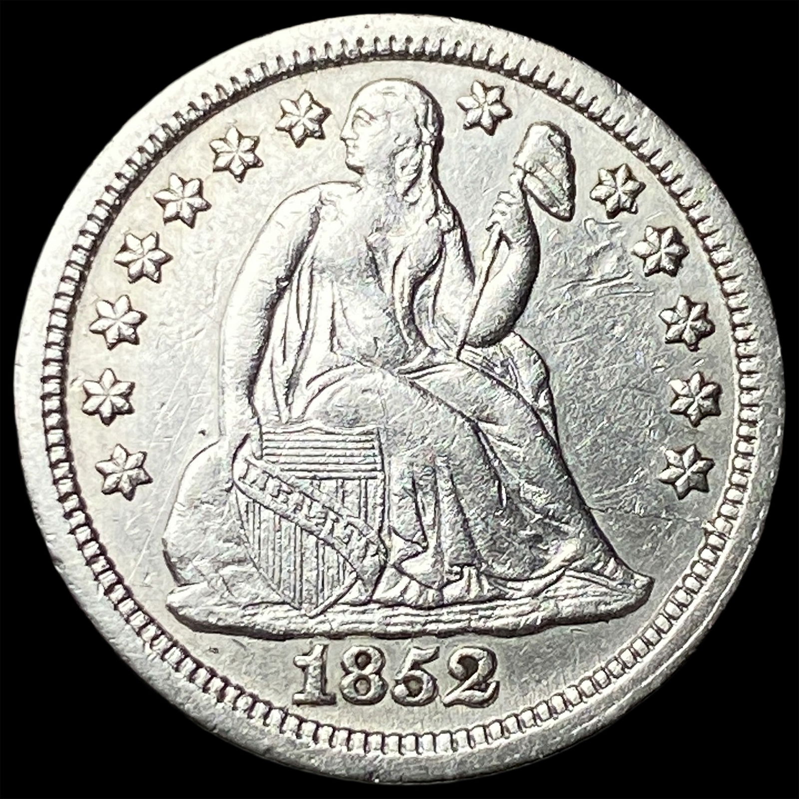 1852 Silver Seated Liberty Dime CLOSELY UNCIRCULATED: 1852 Silver Seated Liberty Dime CLOSELY UNCIRCULATED