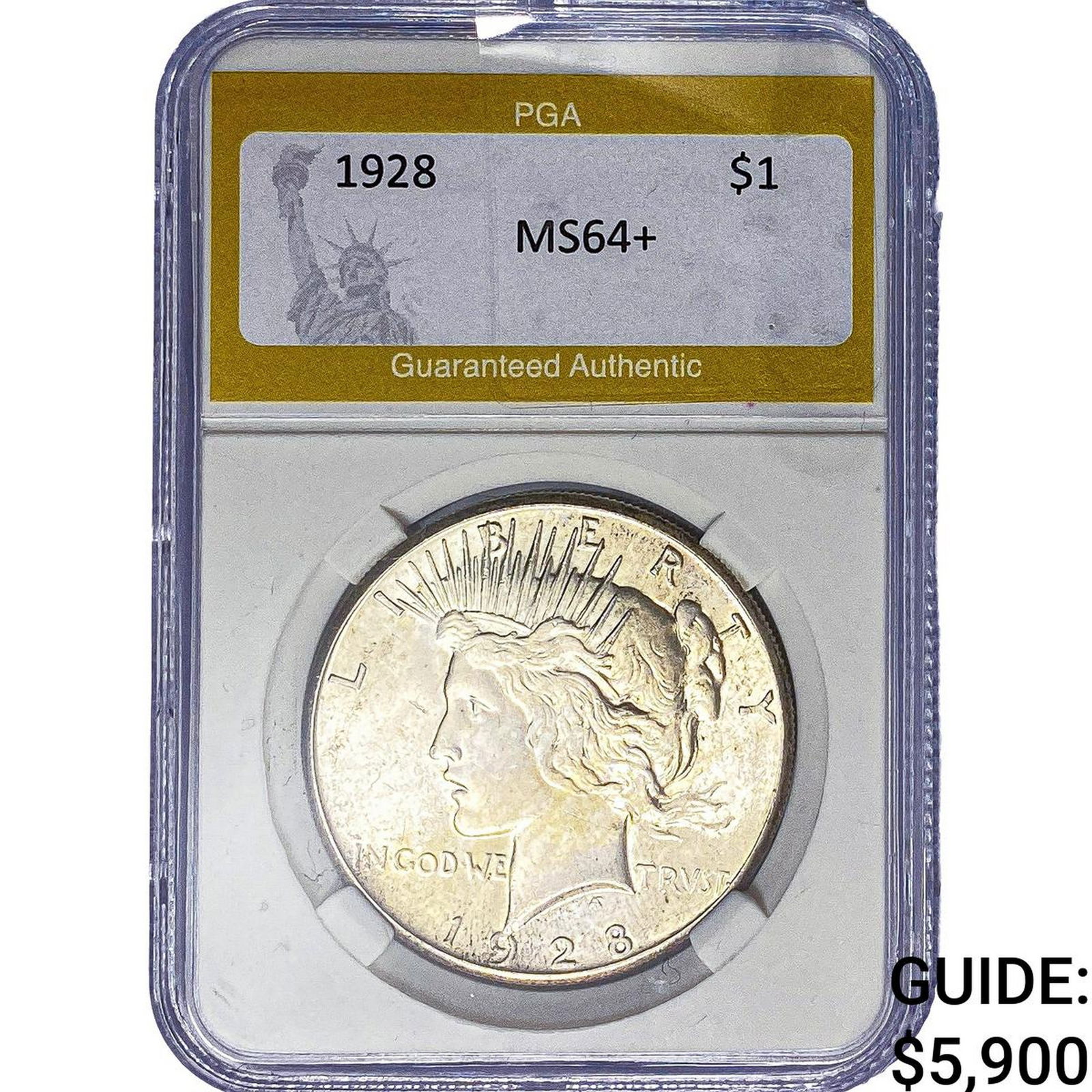 1928 Silver Peace Dollar PGA MS64+: 1928 Silver Peace Dollar PGA MS64+