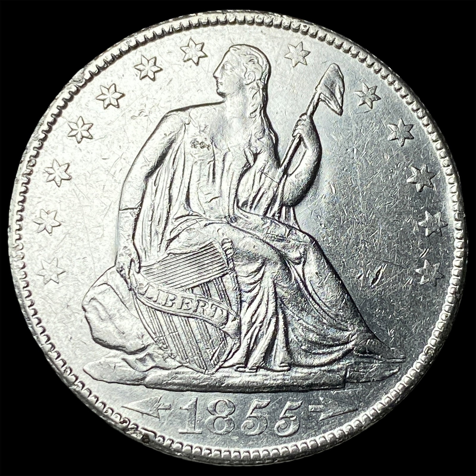 1855-O Silver Seated Liberty Half Dollar UNCIRCULATED: 1855-O Silver Seated Liberty Half Dollar UNCIRCULATED