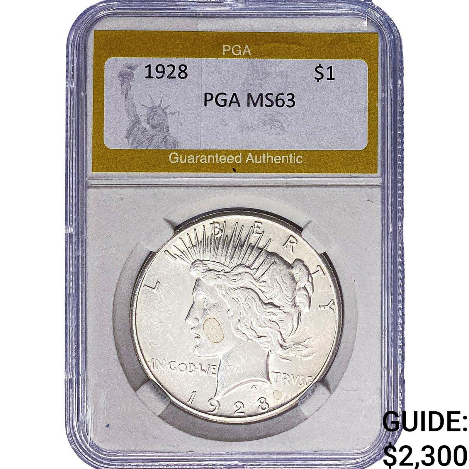 1928 Silver Peace Dollar PGA MS63: 1928 Silver Peace Dollar PGA MS63