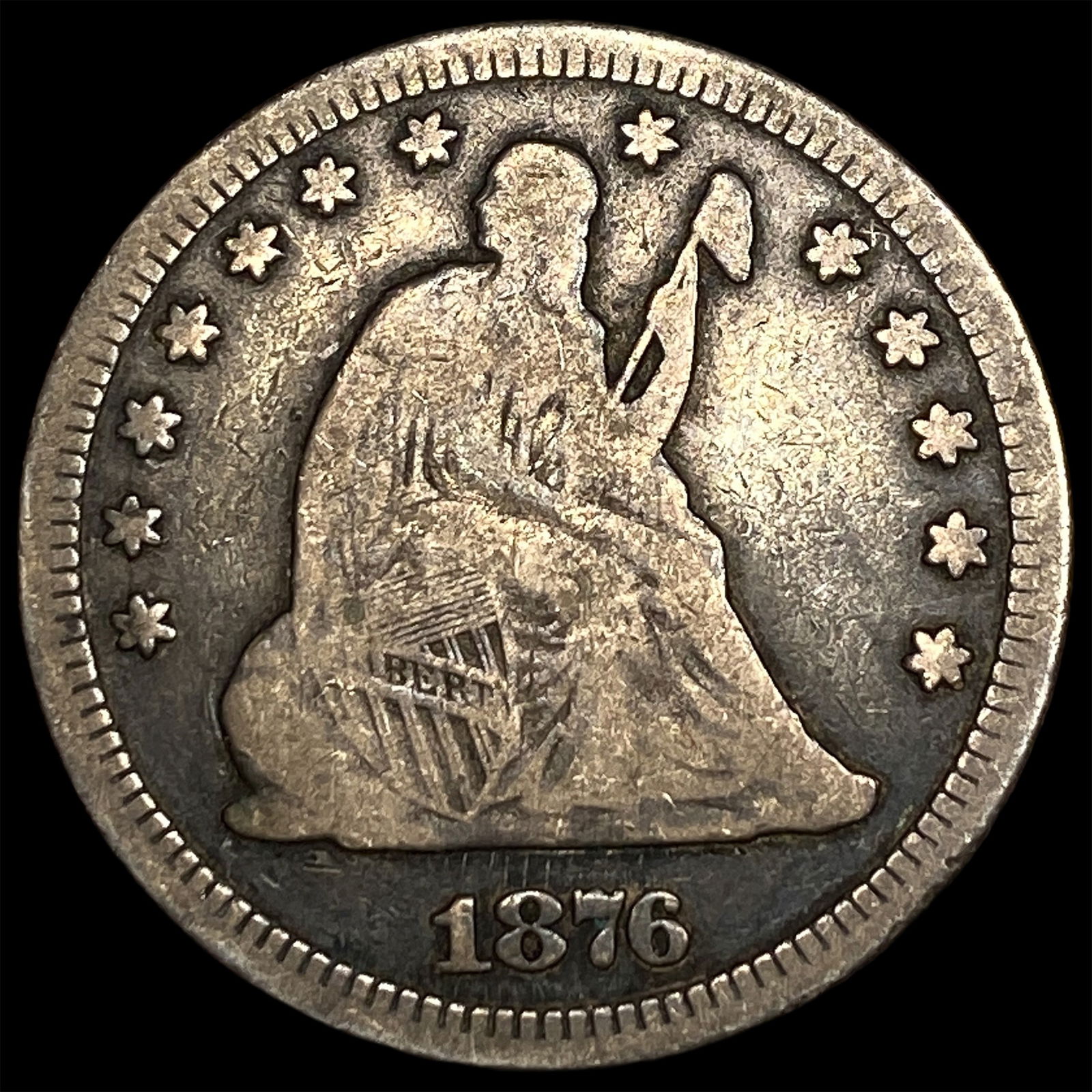 1876-CC Silver Quarter Dollar LIGHTLY CIRCULATED: 1876-CC Silver Quarter Dollar LIGHTLY CIRCULATED