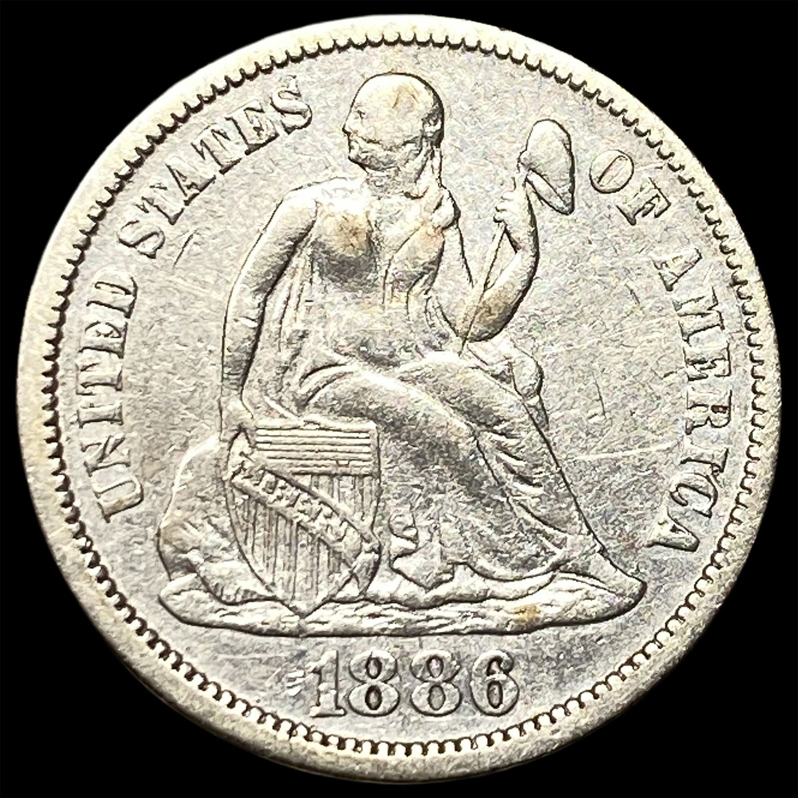 1886 Seated Liberty Dime NEARLY UNCIRCULATED: 1886 Seated Liberty Dime NEARLY UNCIRCULATED