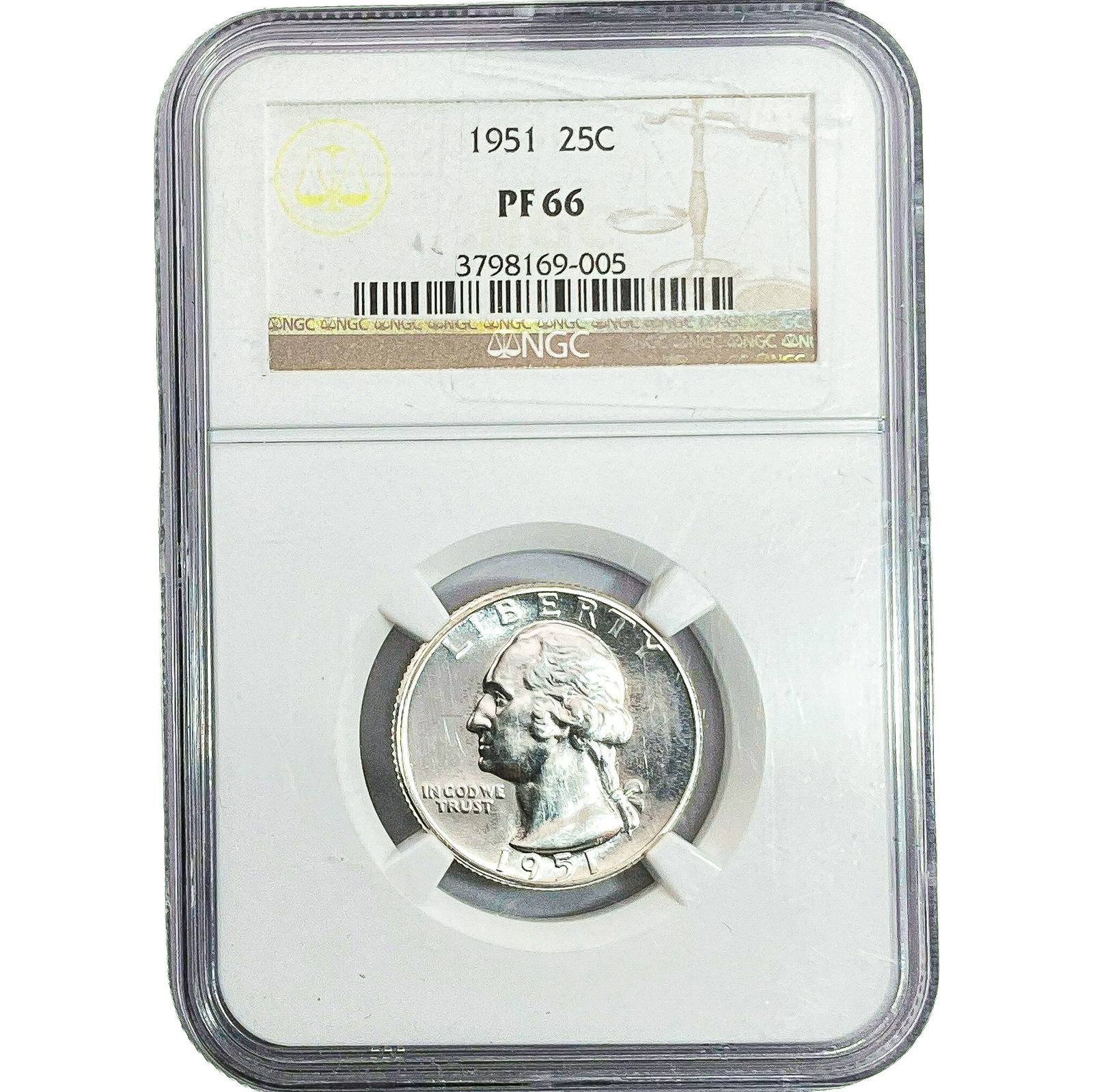 1951 Washington Silver Quarter NGC PF66: 1951 Washington Silver Quarter NGC PF66