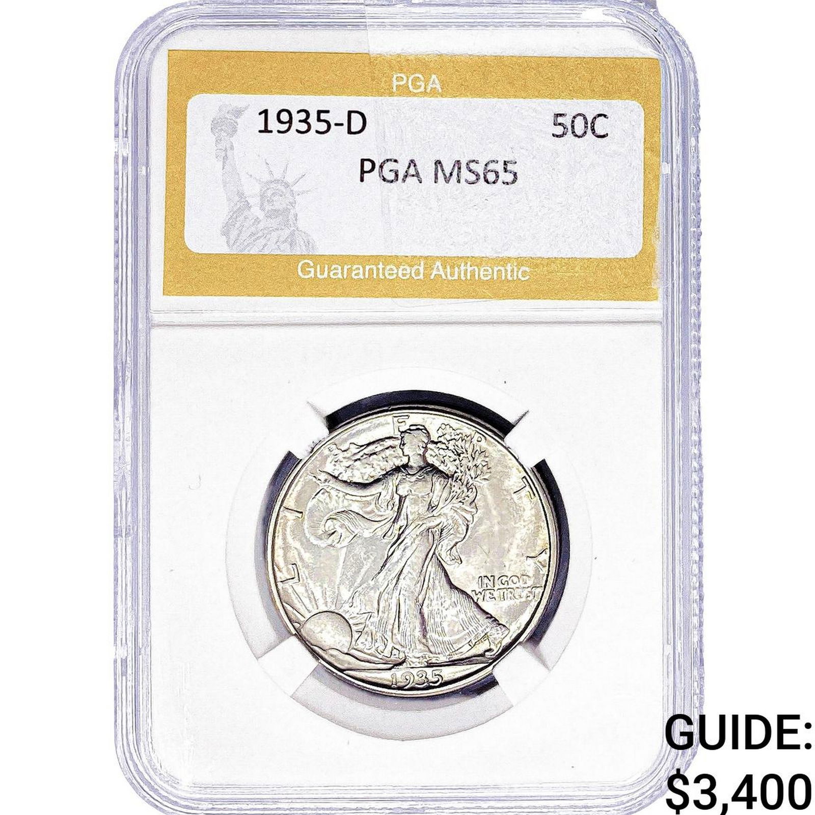 1935-D Walking Liberty Half Dollar PGA MS65: 1935-D Walking Liberty Half Dollar PGA MS65