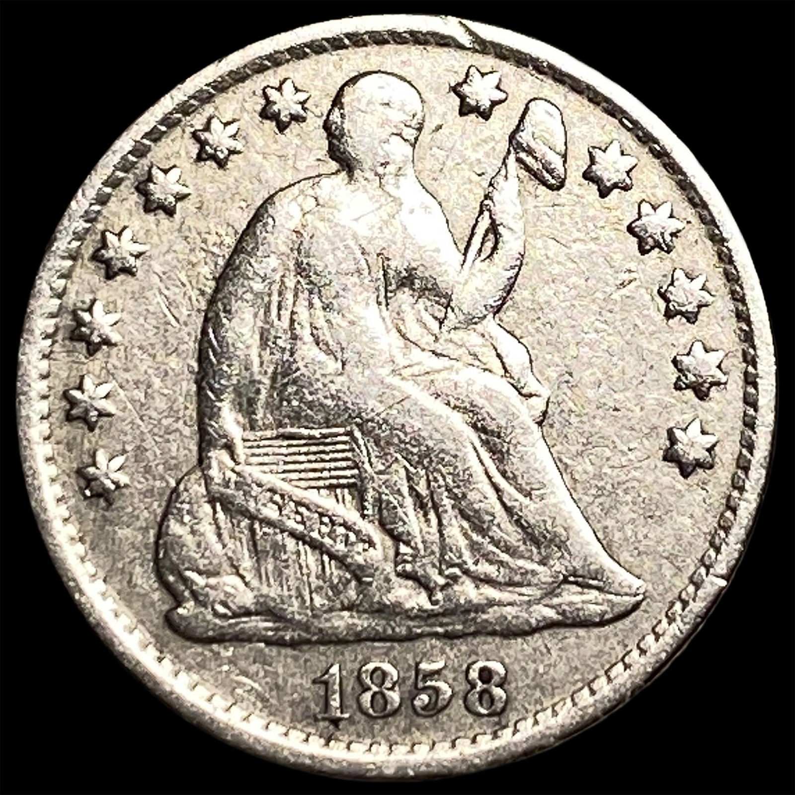 1858-O Silver Half Dime NEARLY UNCIRCULATED: 1858-O Silver Half Dime NEARLY UNCIRCULATED