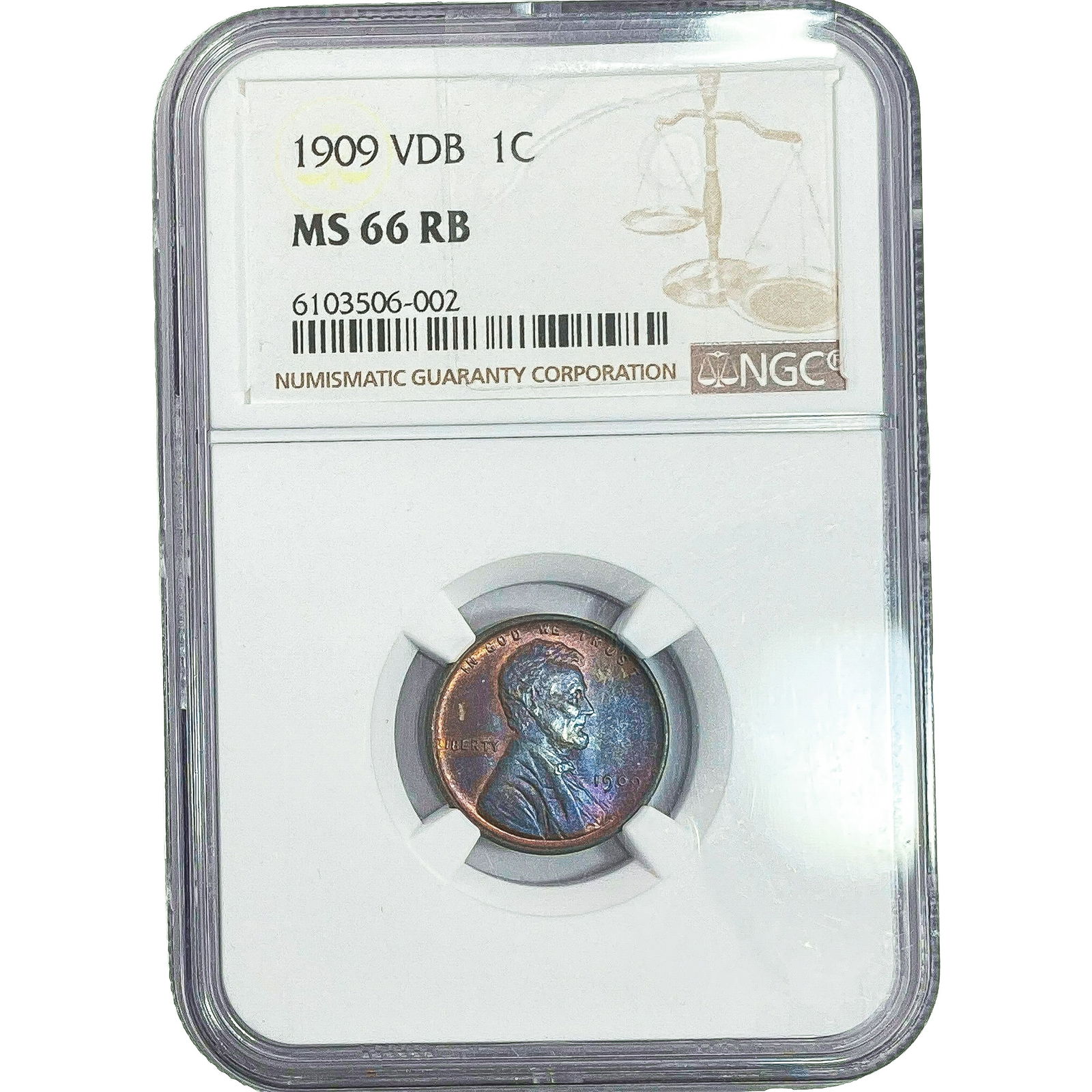 1909 VDB Wheat Cent NGC MS66 RB: 1909 VDB Wheat Cent NGC MS66 RB