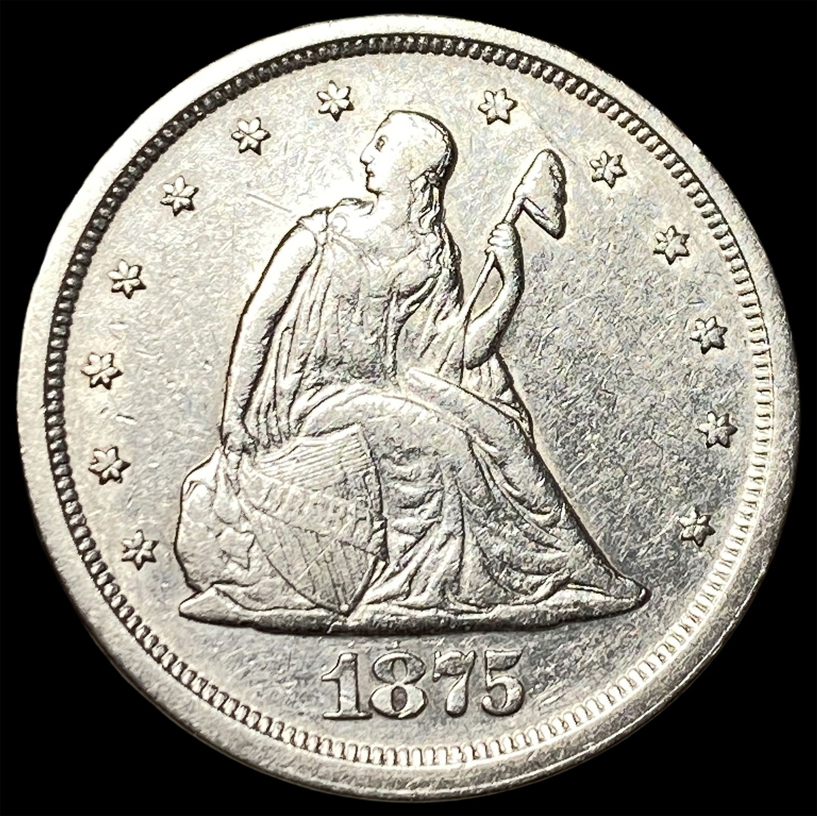 1875-S Silver Twenty Cents NEARLY UNCIRCULATED: 1875-S Silver Twenty Cents NEARLY UNCIRCULATED