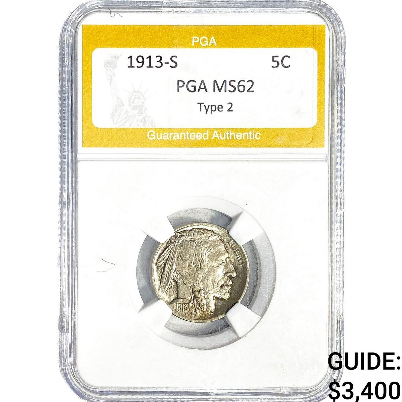 1915-S Buffalo Nickel PGA MS62: 1915-S Buffalo Nickel PGA MS62