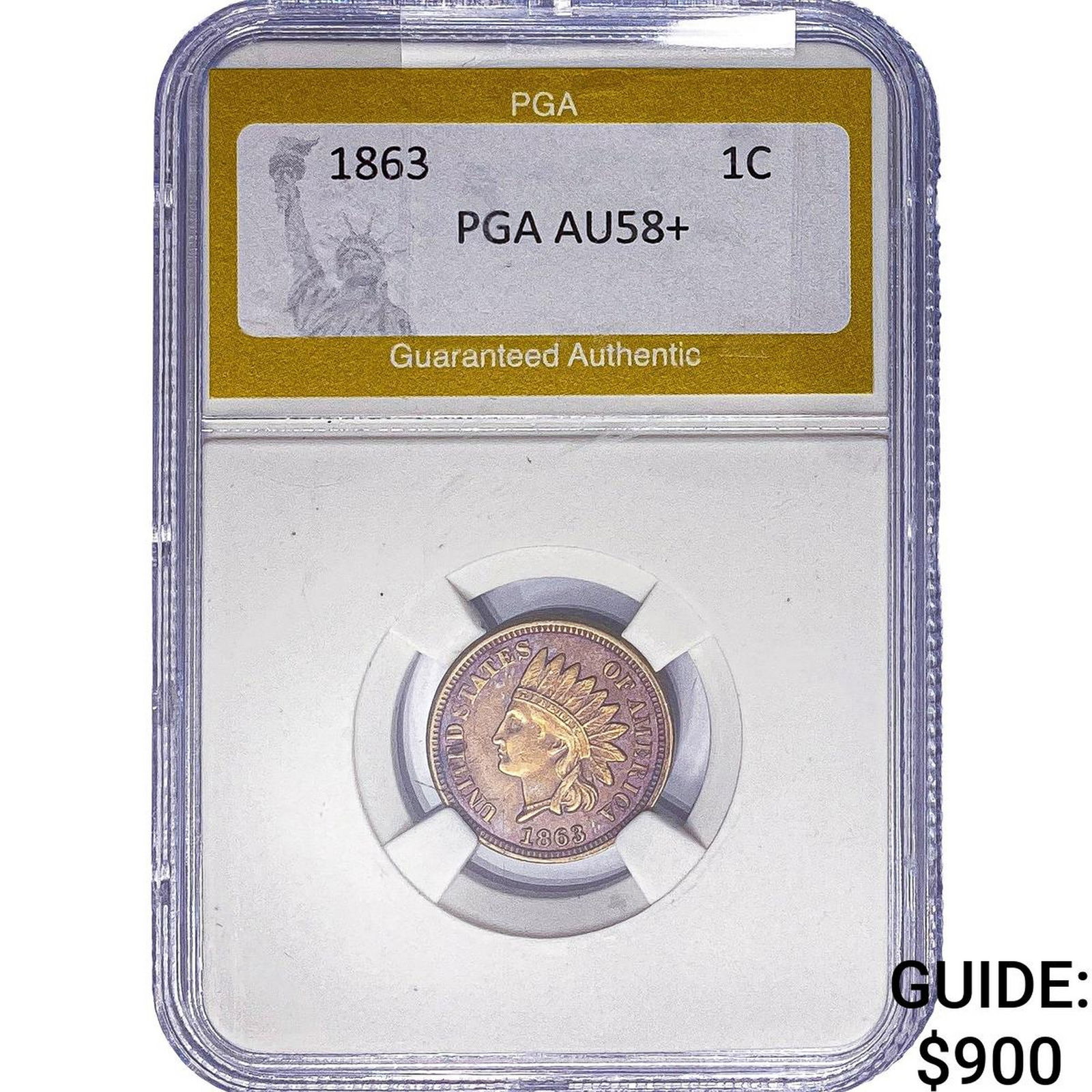 1863 Indian Head Cent PGA AU58+ (1 of 2)