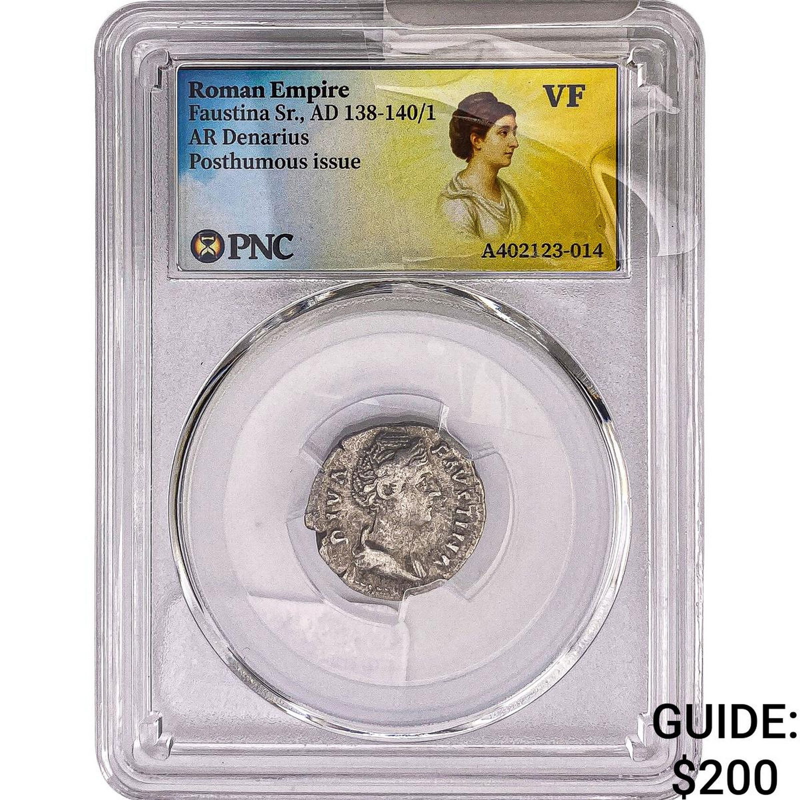 Roman Empire Faustina Sr. 138-141 AD Silver Denarius PNC VF: Roman Empire Faustina Sr. 138-141 AD Silver Denarius PNC VF