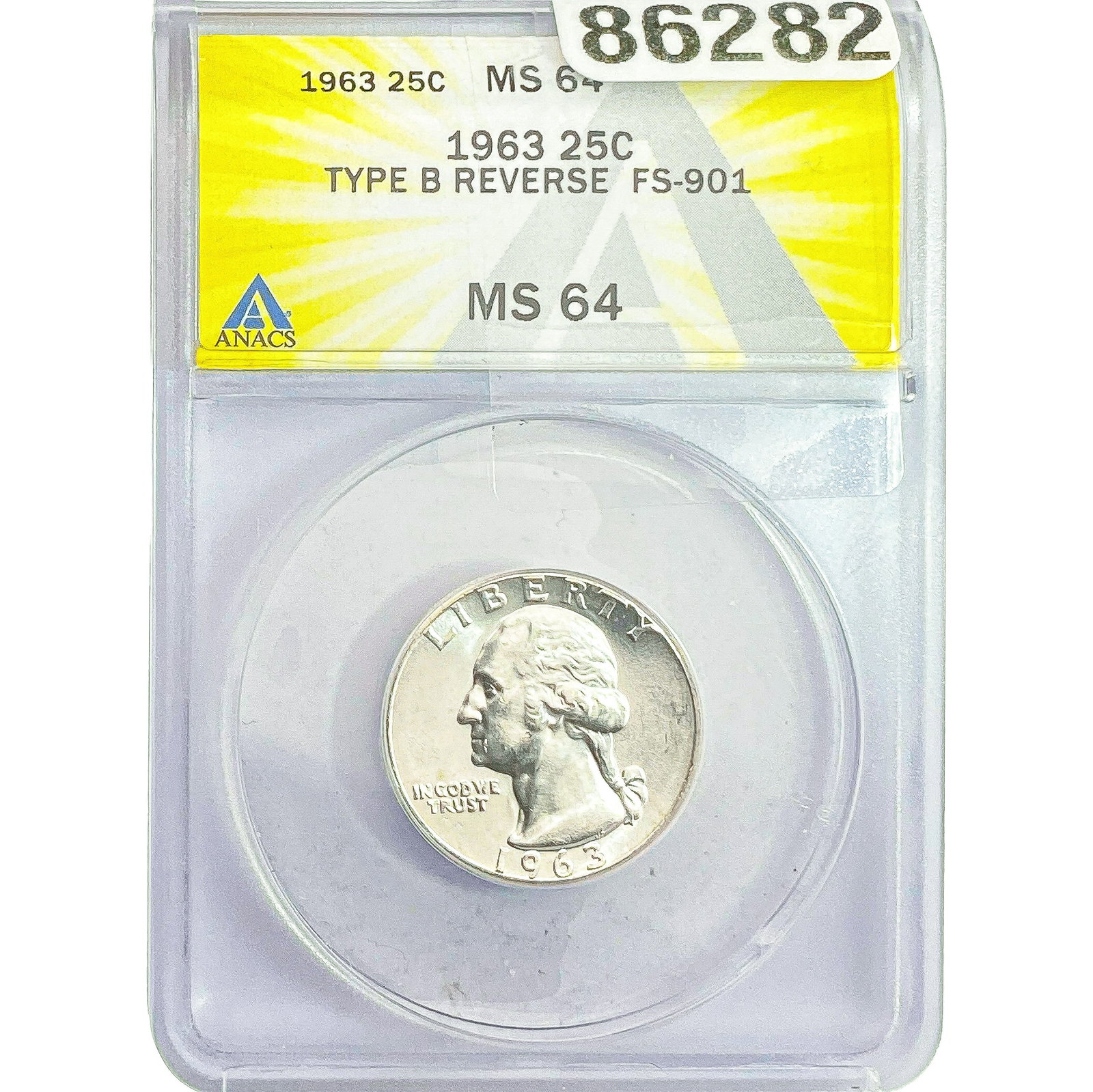 1963 Washington Silver Quarter ANACS MS64: 1963 Washington Silver Quarter ANACS MS64