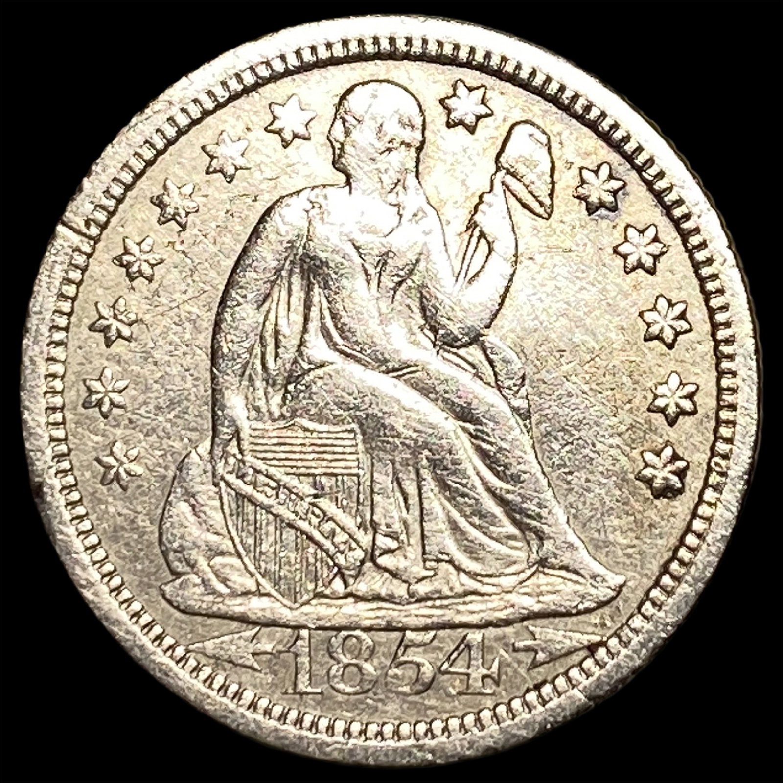 1854-O Silver Seated Liberty Dime CLOSELY UNCIRCULATED: 1854-O Silver Seated Liberty Dime CLOSELY UNCIRCULATED