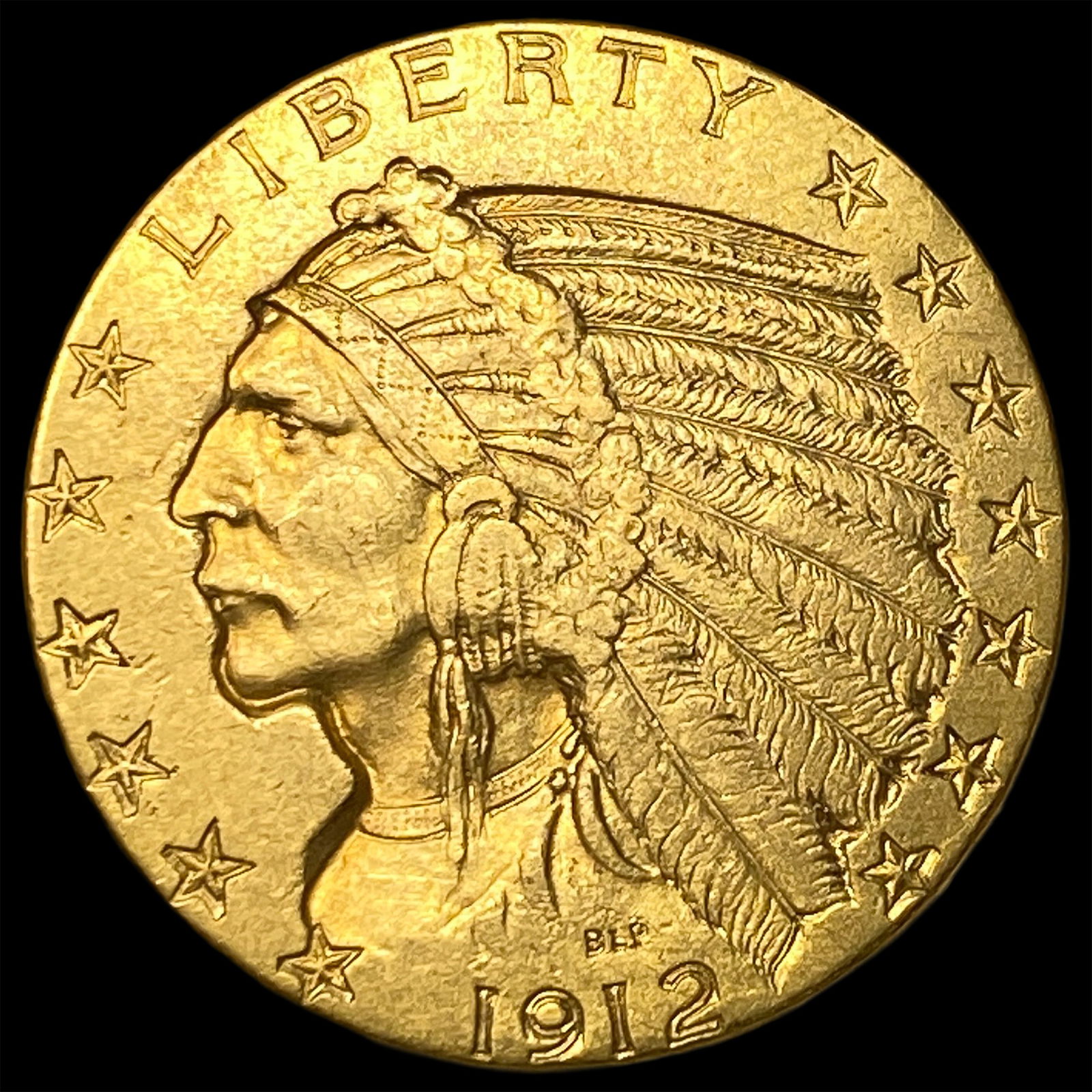 1912 Indian Head Half Eagle $5 Gold CLOSELY UNCIRCULATED: 1912 Indian Head Half Eagle $5 Gold CLOSELY UNCIRCULATED