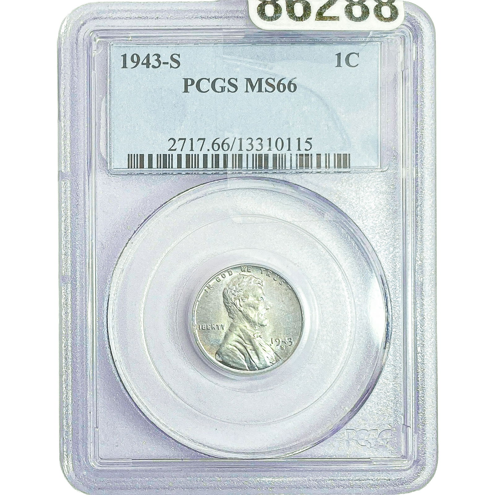 1943-S Wheat Cent PCGS MS66: 1943-S Wheat Cent PCGS MS66