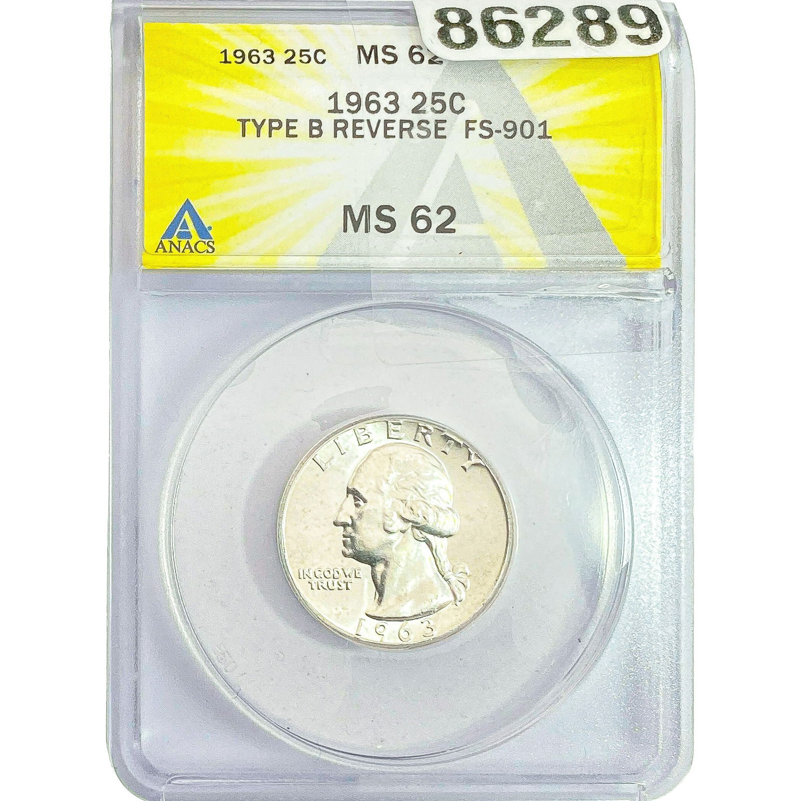 1963 Washington Silver Quarter ANACS MS62: 1963 Washington Silver Quarter ANACS MS62