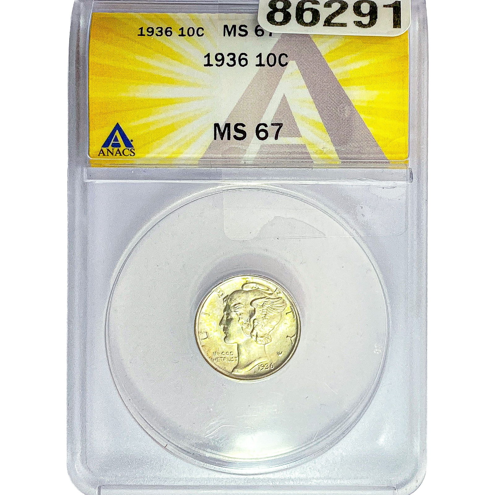 1936 Mercury Silver Dime ANACS MS67: 1936 Mercury Silver Dime ANACS MS67