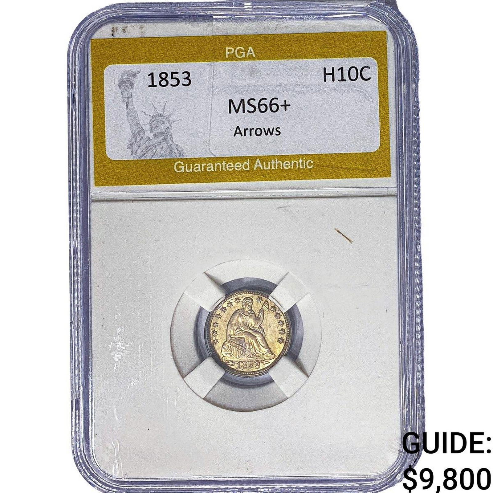 1853 Seated Liberty Half Dime PGA MS66+ Arrows: 1853 Seated Liberty Half Dime PGA MS66+ Arrows