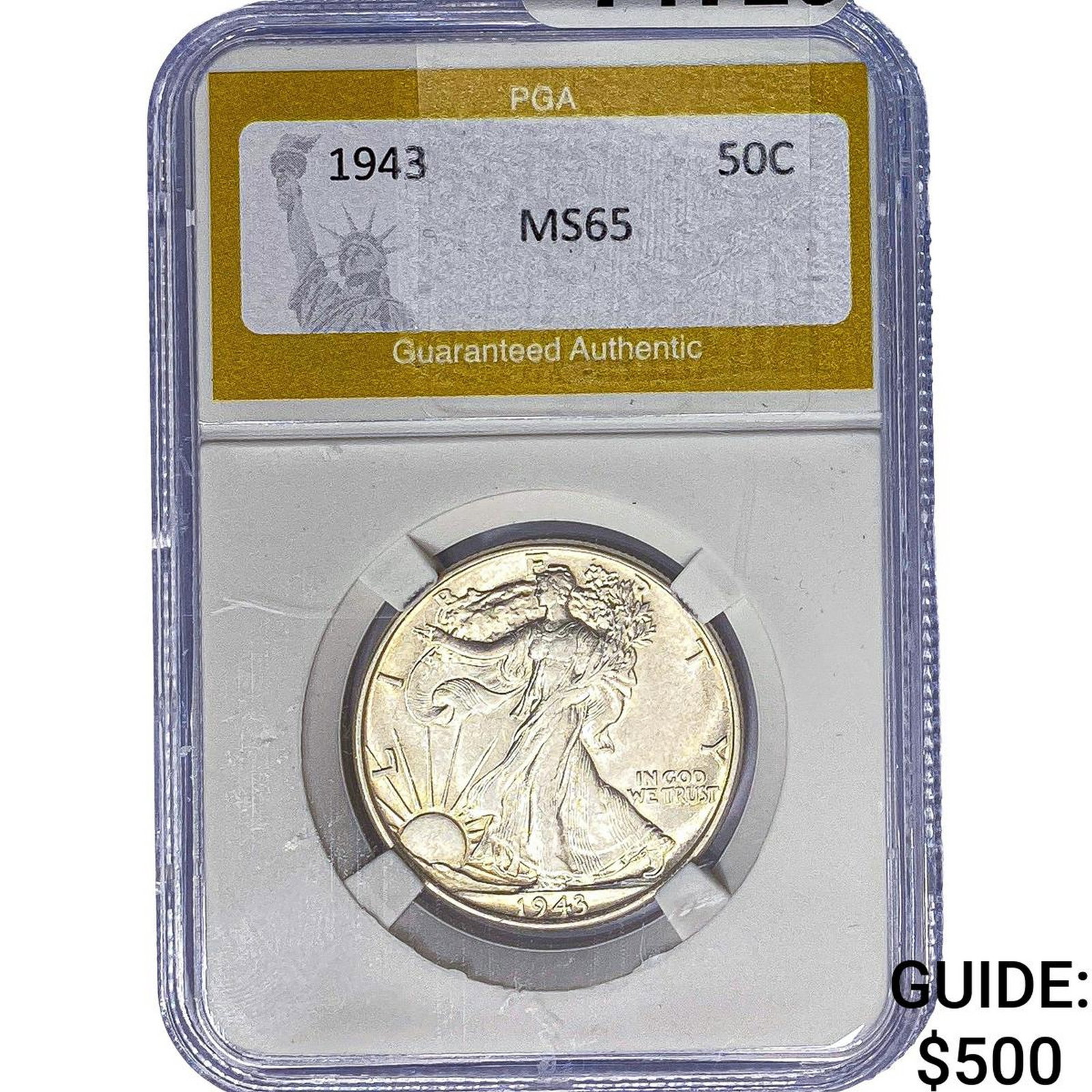 1943 Walking Liberty Half Dollar PGA MS65: 1943 Walking Liberty Half Dollar PGA MS65
