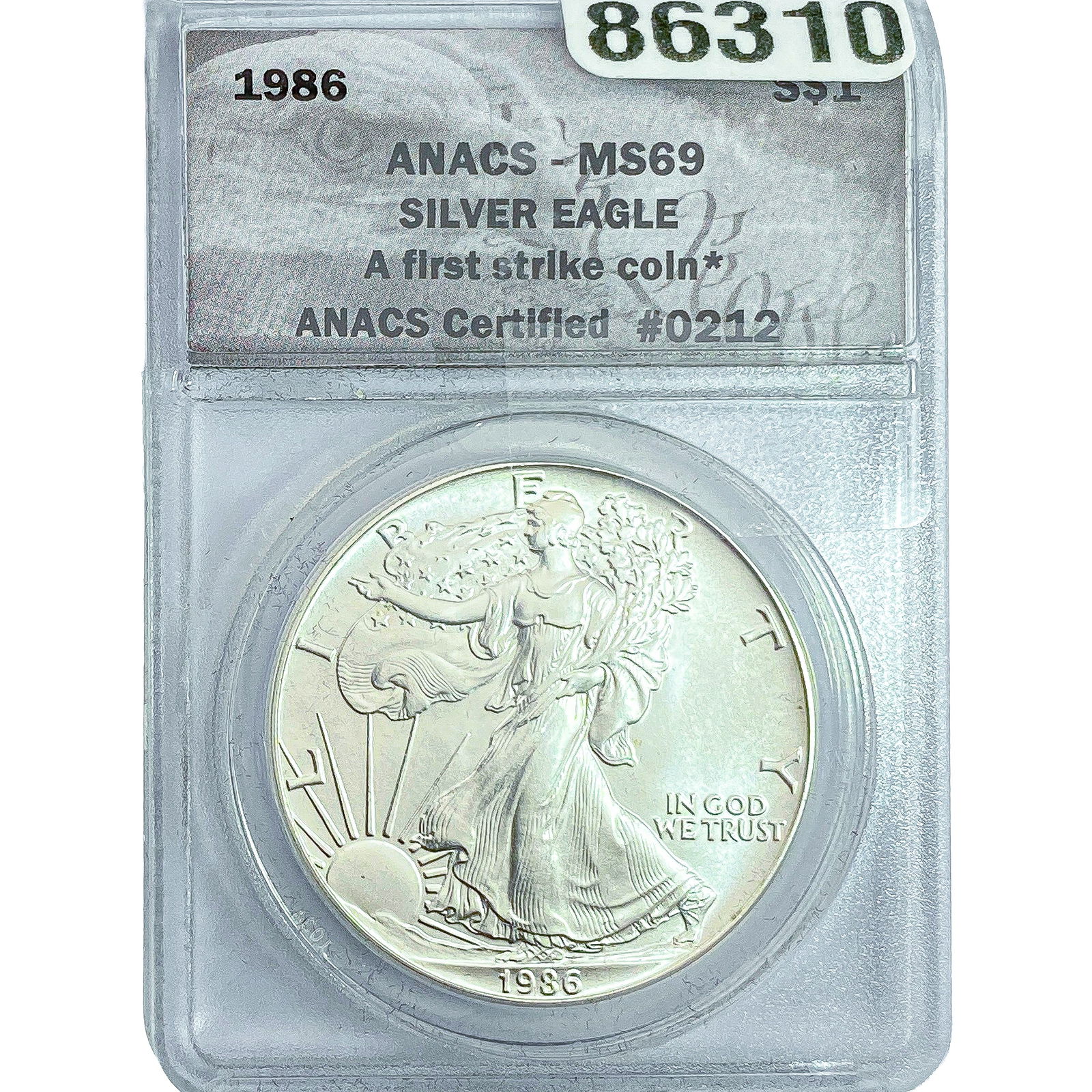 1986 Silver Eagle ANACS MS69: 1986 Silver Eagle ANACS MS69
