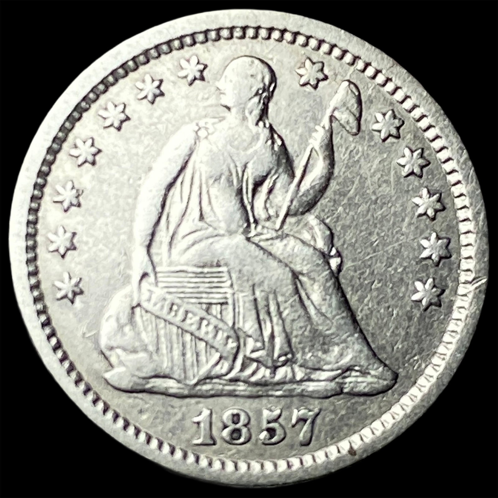 1857-O Silver Seated Liberty Half Dime UNCIRCULATED: 1857-O Silver Seated Liberty Half Dime UNCIRCULATED