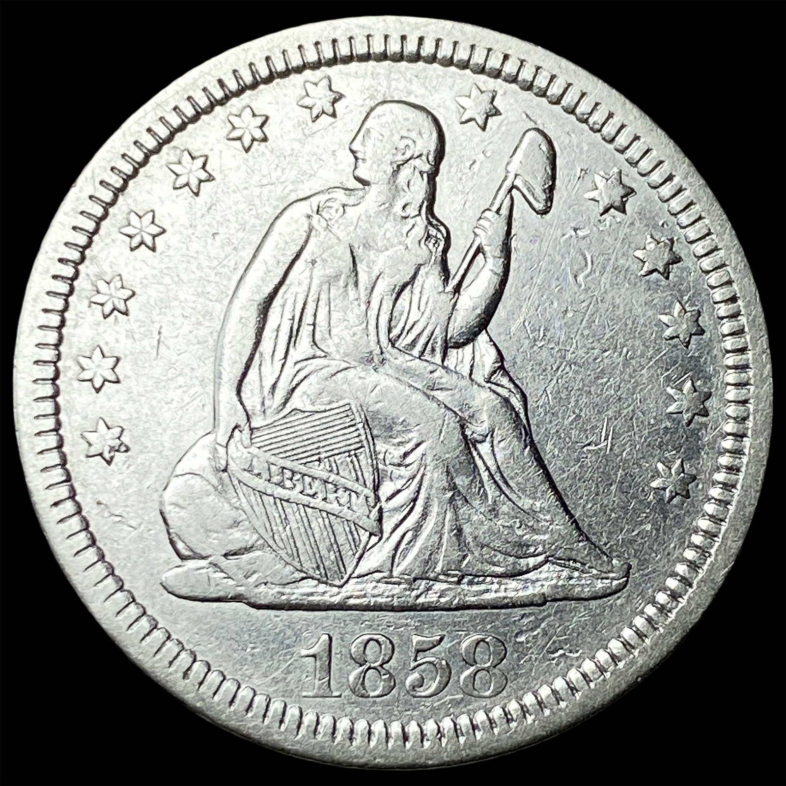 1858 Seated Liberty Quarter UNCIRCULATED (1 of 2)