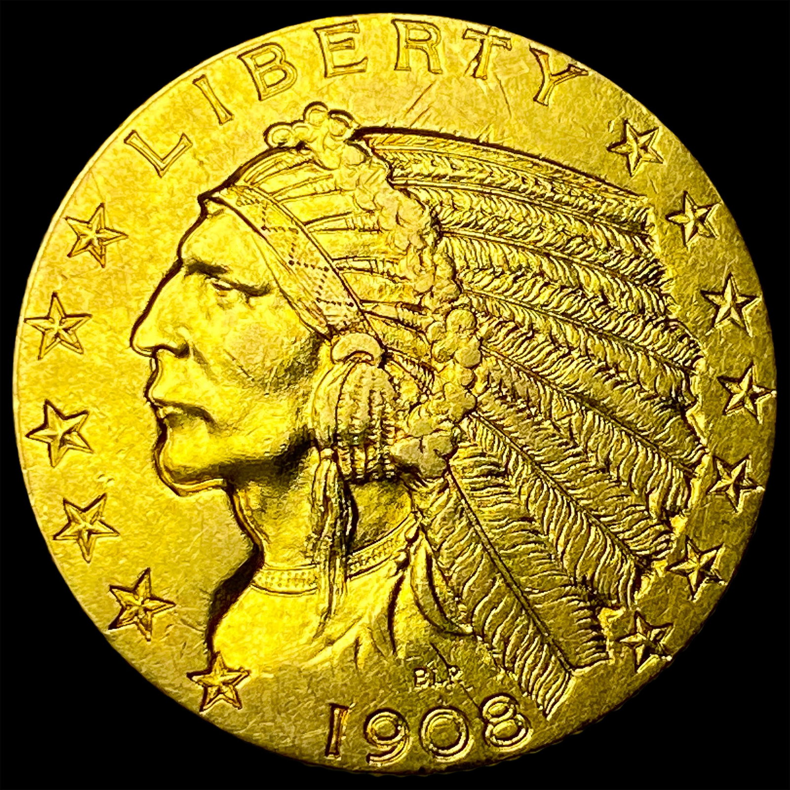 1908 Indian Head $5 Gold Half Eagle CLOSELY UNCIRCULATED (1 of 2)