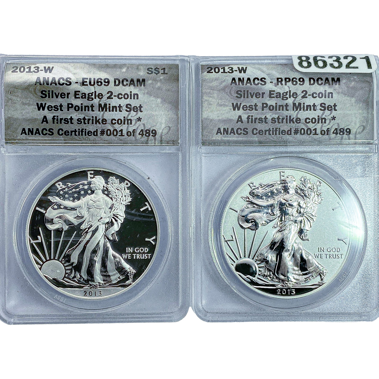 [2 Coins] 2013-W Silver Eagle ANACS RP,EU69 DCAM (1 of 2)