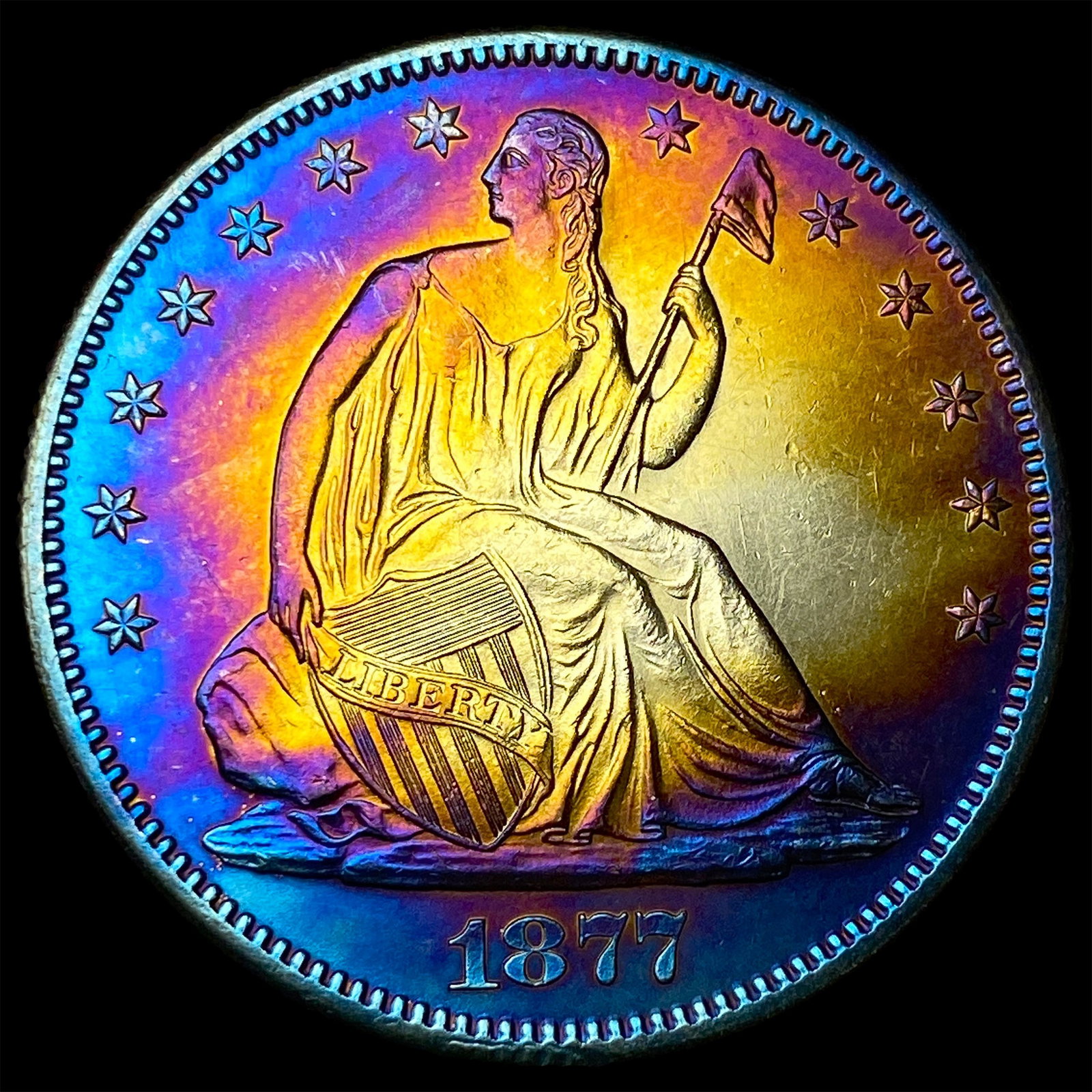 1877-S Toned Seated Liberty Half Dollar CLOSELY UNCIRCULATED (1 of 2)