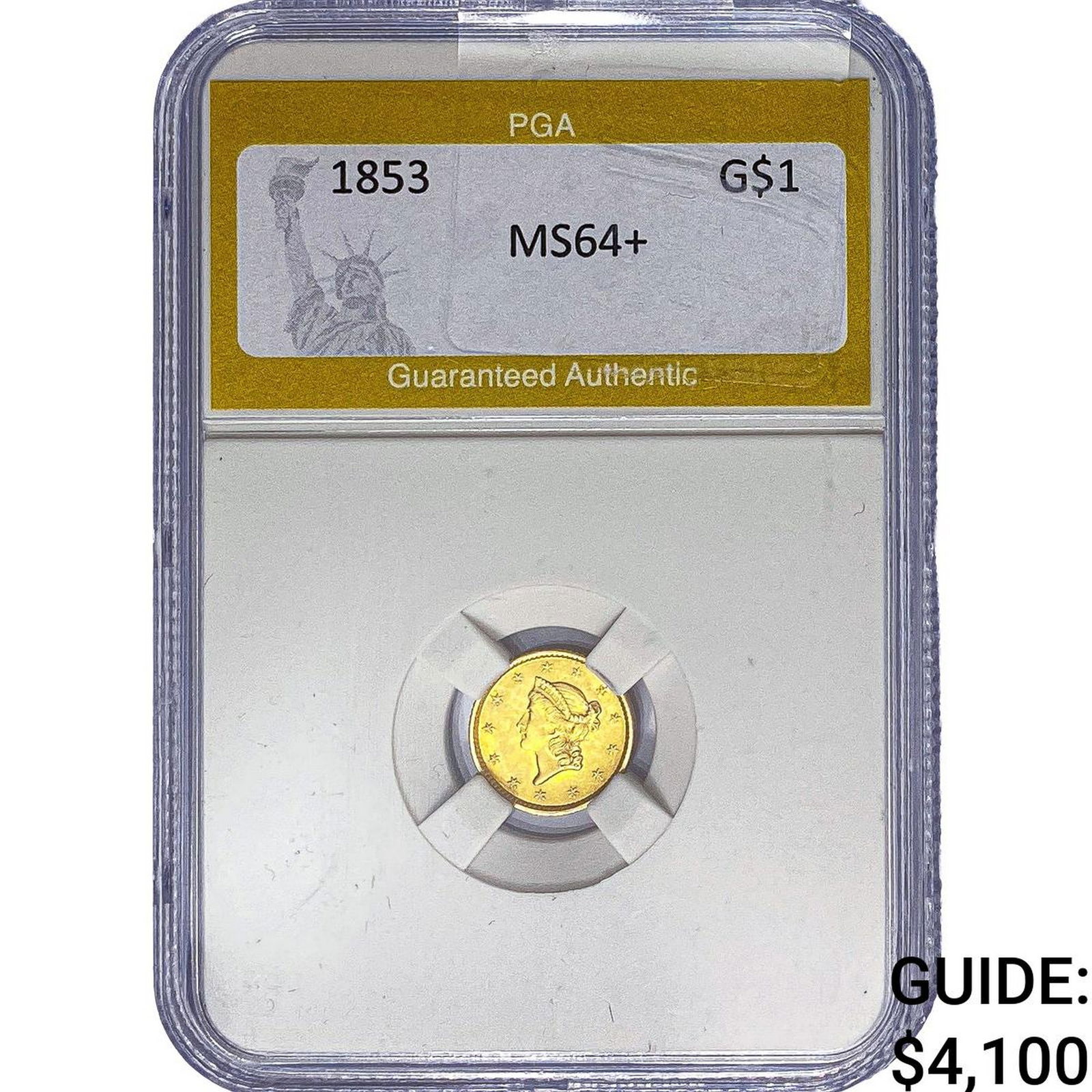 1853 Rare Gold Dollar PGA MS64+: 1853 Rare Gold Dollar PGA MS64+