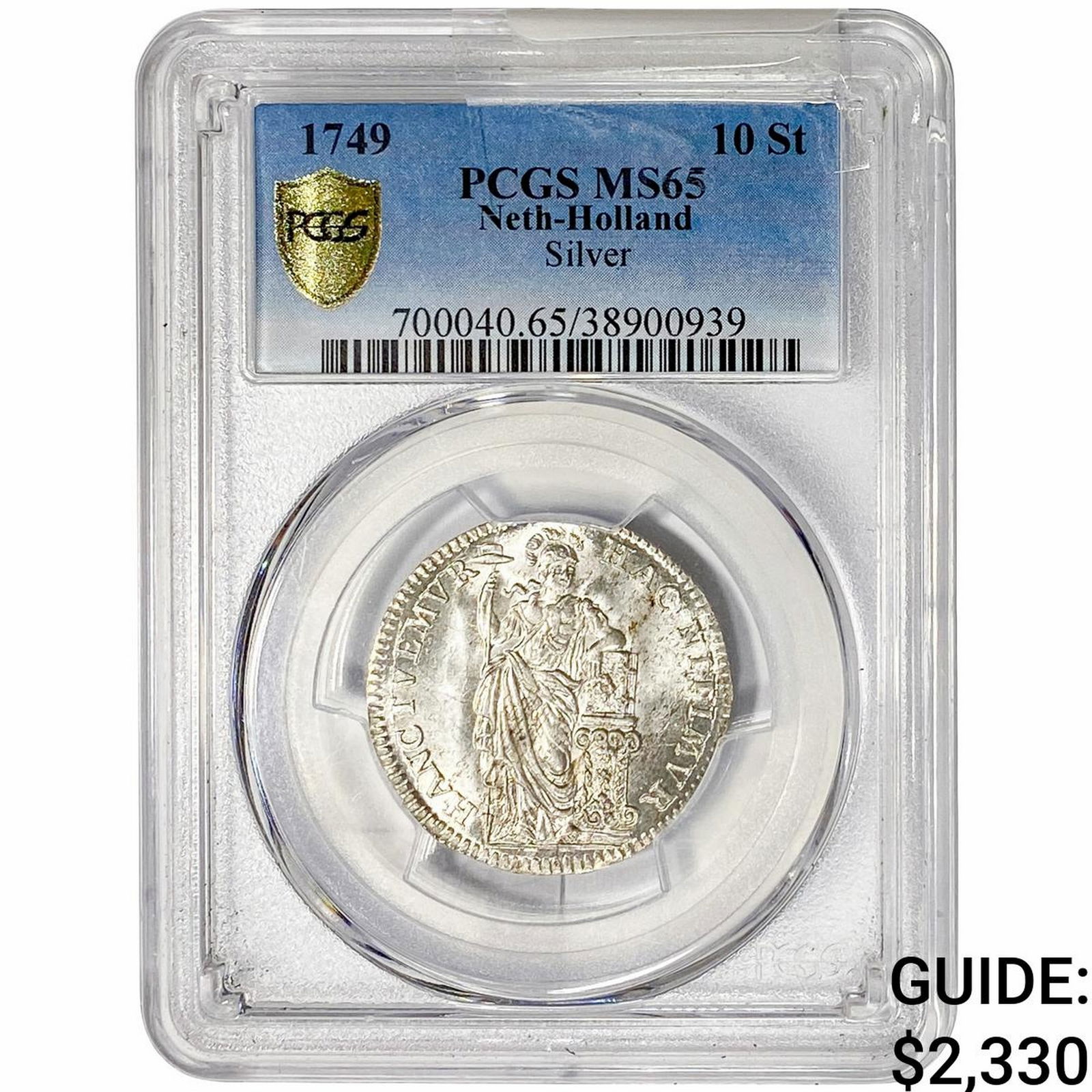 1749 Netherlands Silver 10 Stuivers PCGS MS65: 1749 Netherlands Silver 10 Stuivers PCGS MS65