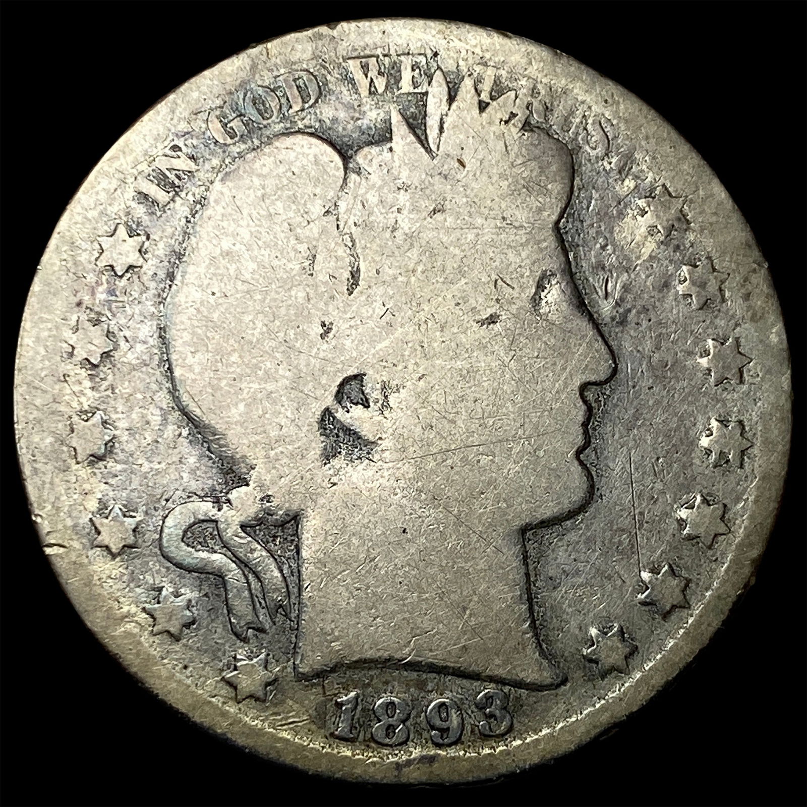 1893-S Silver Barber Half Dollar NICELY CIRCULATED: 1893-S Silver Barber Half Dollar NICELY CIRCULATED