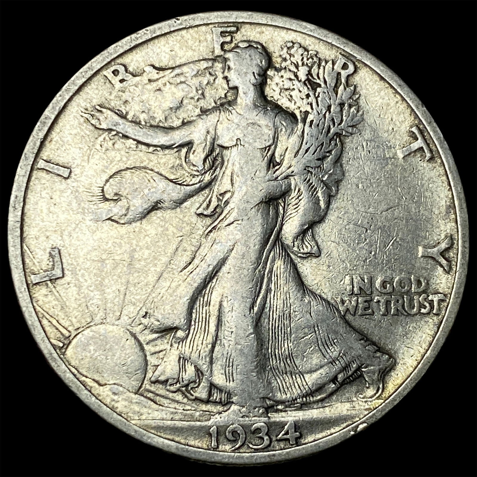 1934-S Silver Walking Liberty Half Dollar NEARLY UNCIRCULATED: 1934-S Silver Walking Liberty Half Dollar NEARLY UNCIRCULATED