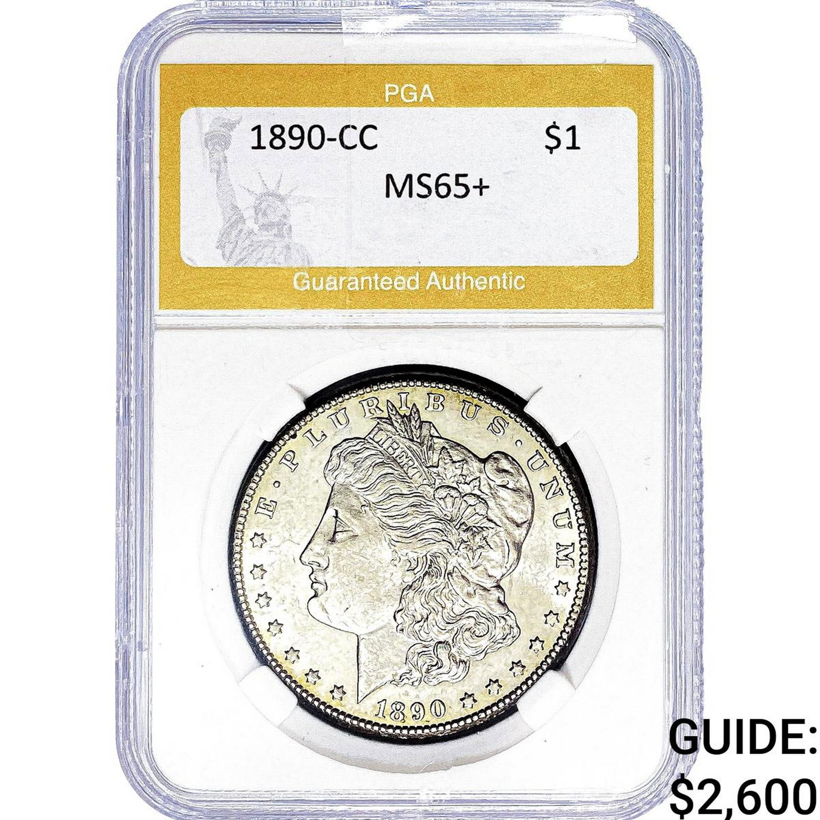 1890-CC Morgan Silver Dollar PGA MS65+: 1890-CC Morgan Silver Dollar PGA MS65+