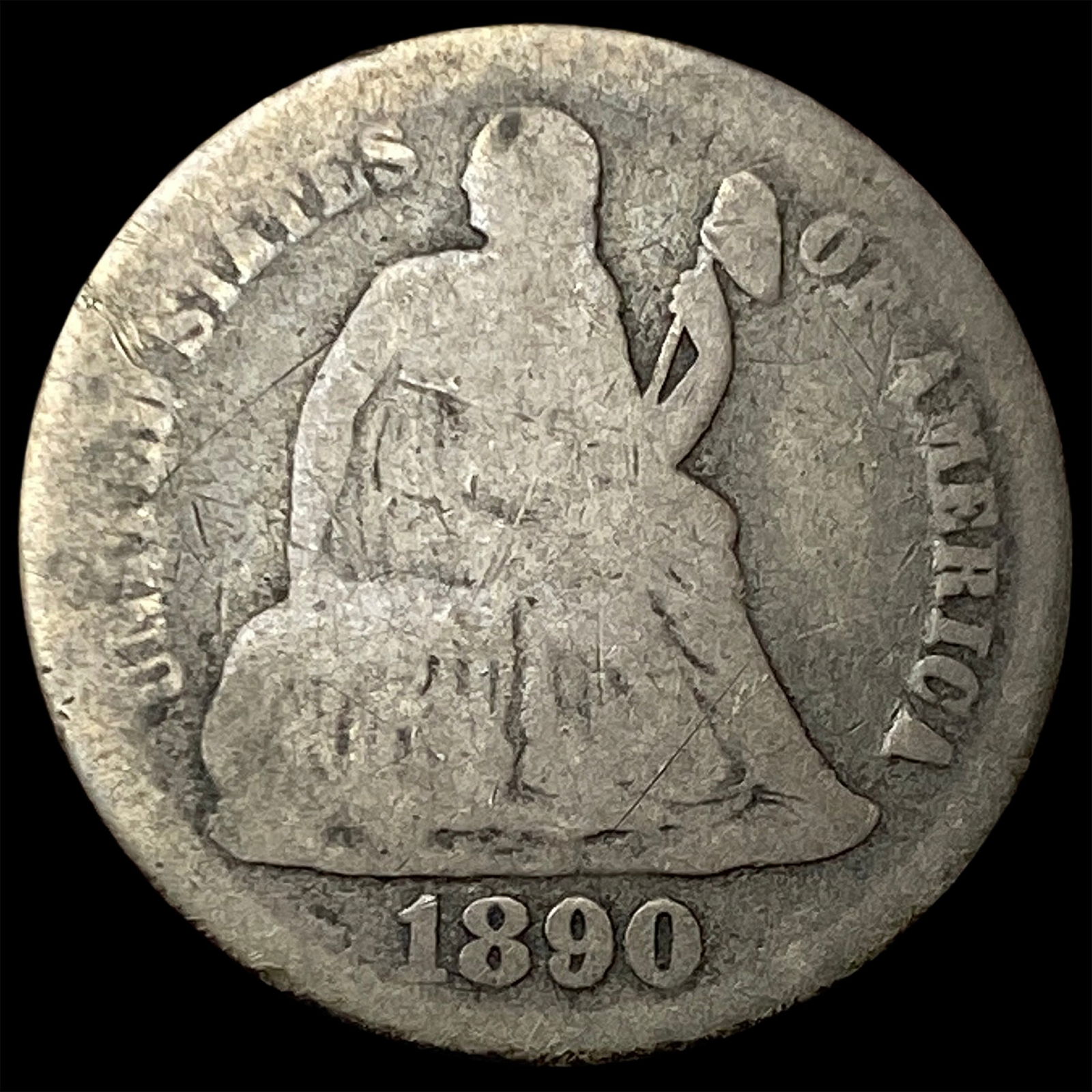 1890 Silver Seated Liberty Dime NICELY CIRCULATED: 1890 Silver Seated Liberty Dime NICELY CIRCULATED